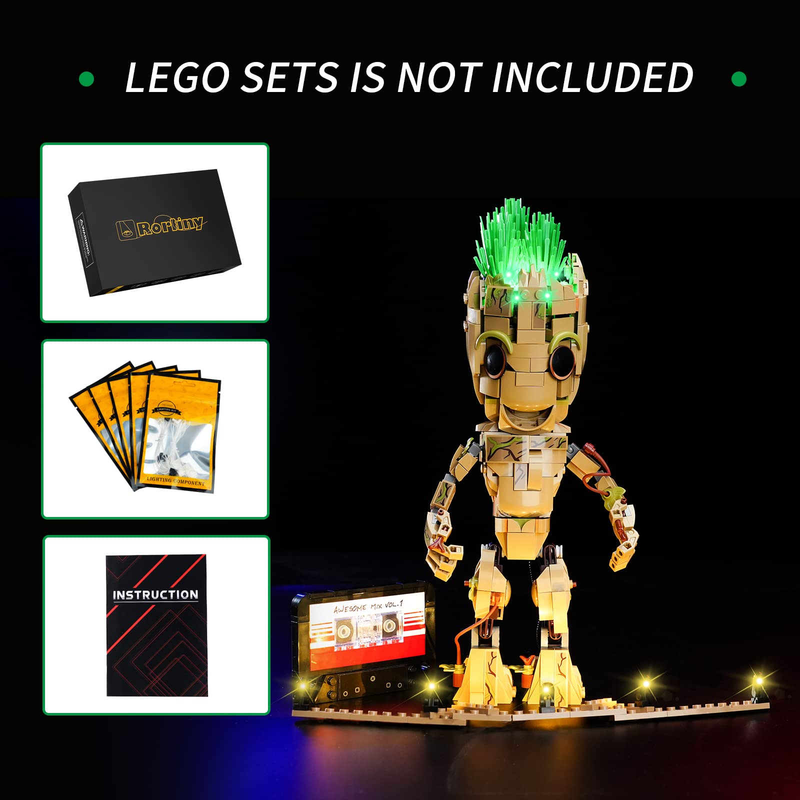 Foto 2 | Set De Iluminación Rorliny Led Kit Para Lego Marvel I Am Groot - Venta Internacional.