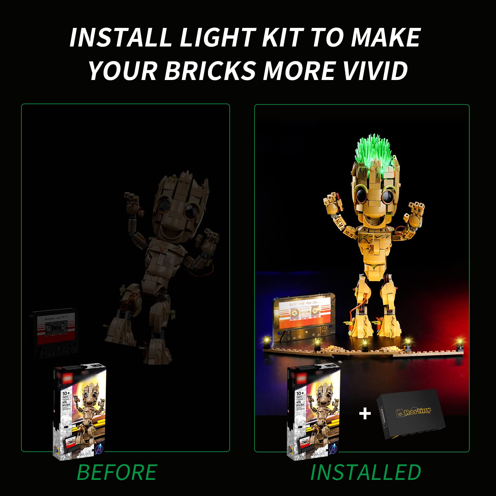 Foto 4 pulgar | Set De Iluminación Rorliny Led Kit Para Lego Marvel I Am Groot - Venta Internacional.