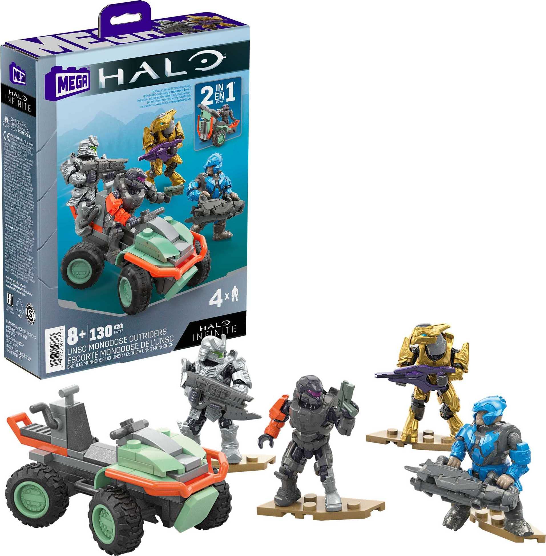 Set De Construcción De Vehículos De Juguete Mega Halo Unsc Mongoose Outriders - Venta Internacional.