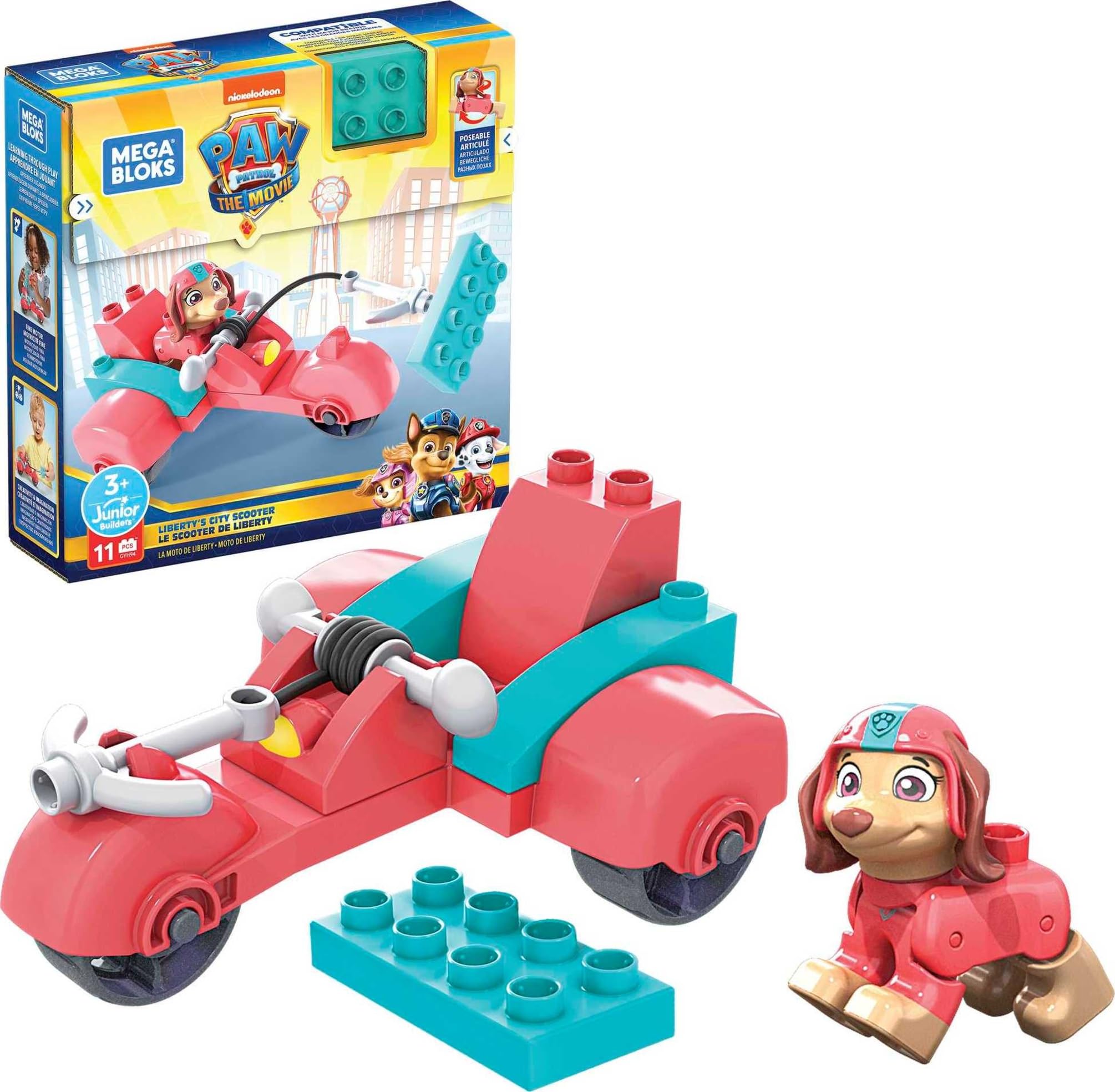 Foto 2 pulgar | Set De Construcción Mega Paw Patrol Bloks Liberty's City Scooter Toy - Venta Internacional.