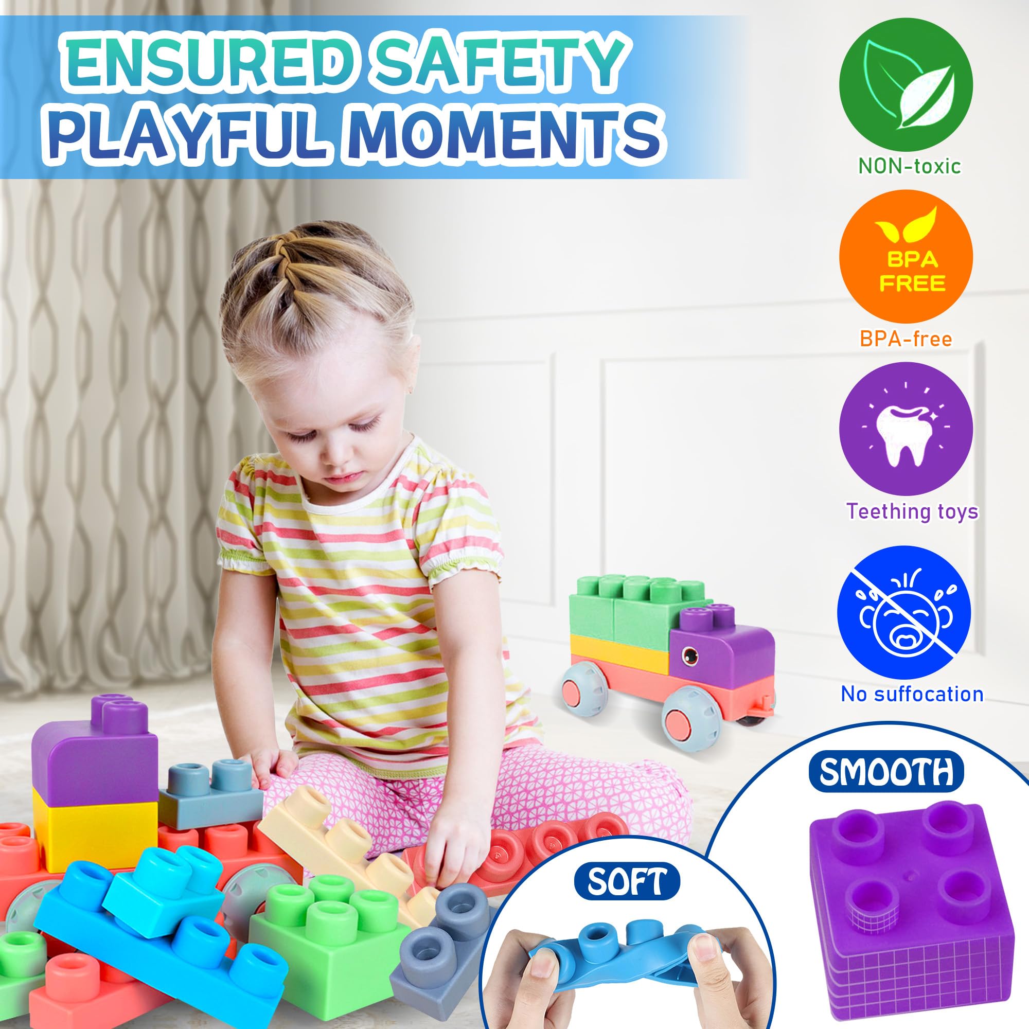 Foto 3 pulgar | Building Blocks Rohsce Baby Soft, 80 Unidades, A Partir De 6 Meses, Con Caja De Regalo - Venta Internacional.