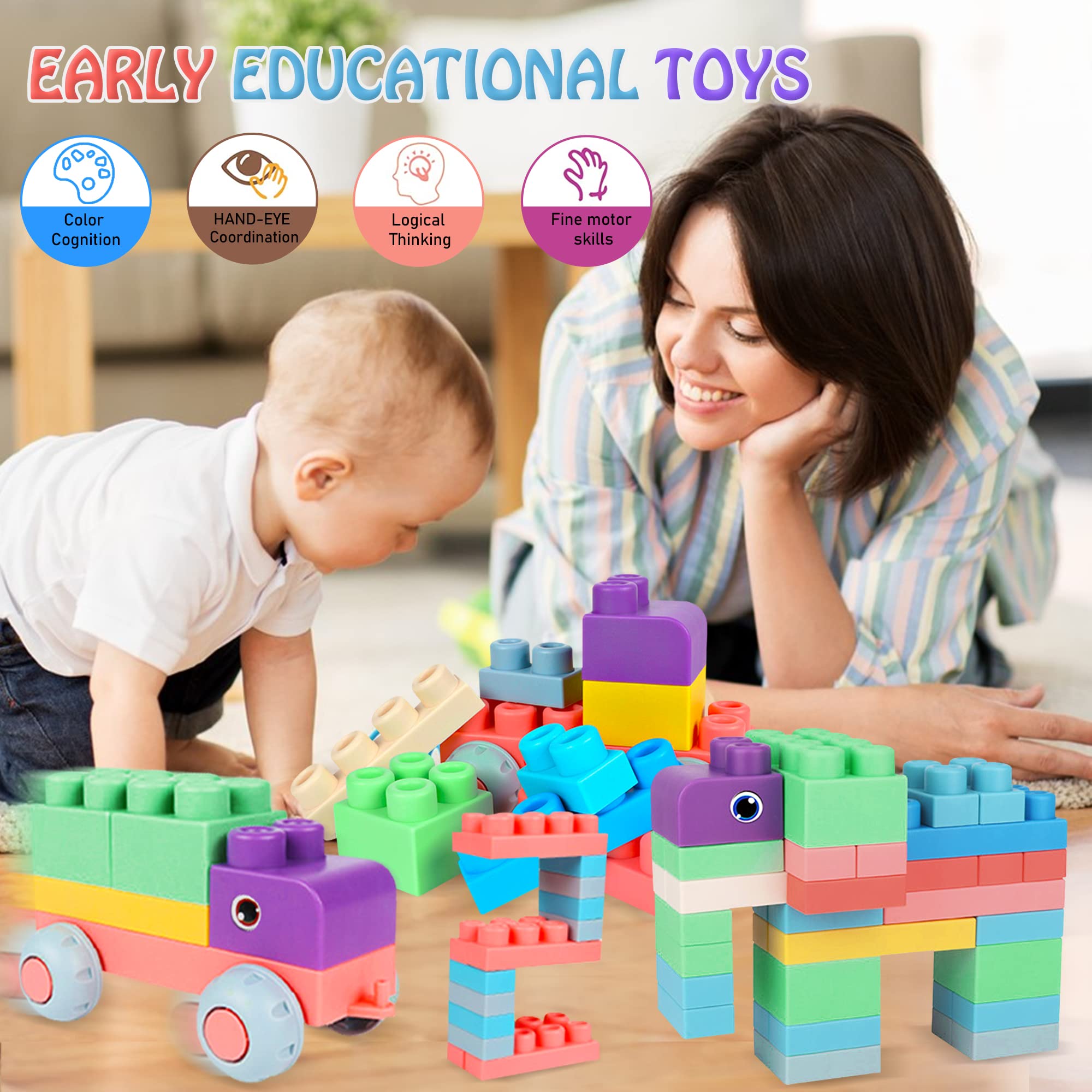 Foto 5 pulgar | Building Blocks Rohsce Baby Soft, 80 Unidades, A Partir De 6 Meses, Con Caja De Regalo - Venta Internacional.
