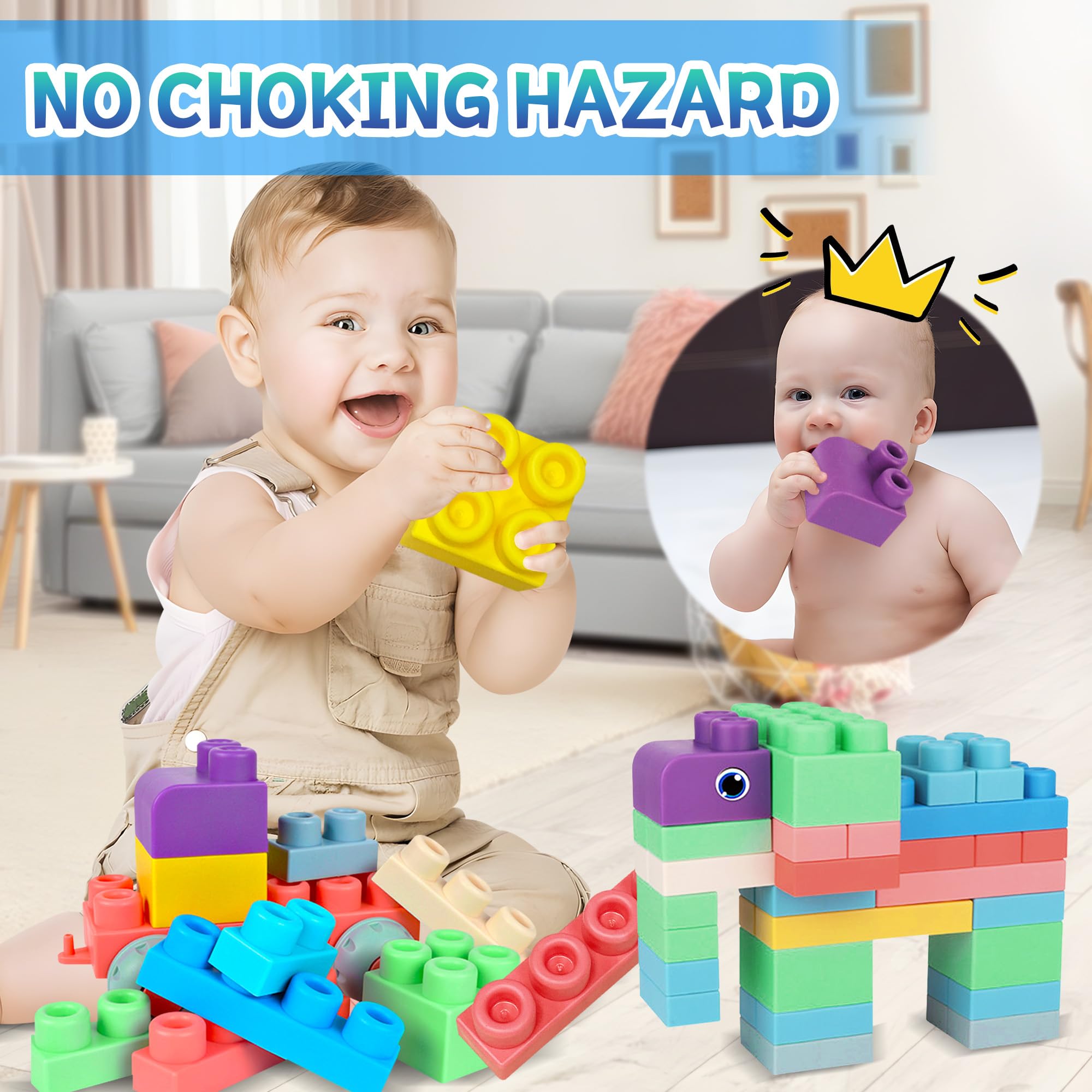 Foto 7 pulgar | Building Blocks Rohsce Baby Soft, 80 Unidades, A Partir De 6 Meses, Con Caja De Regalo - Venta Internacional.
