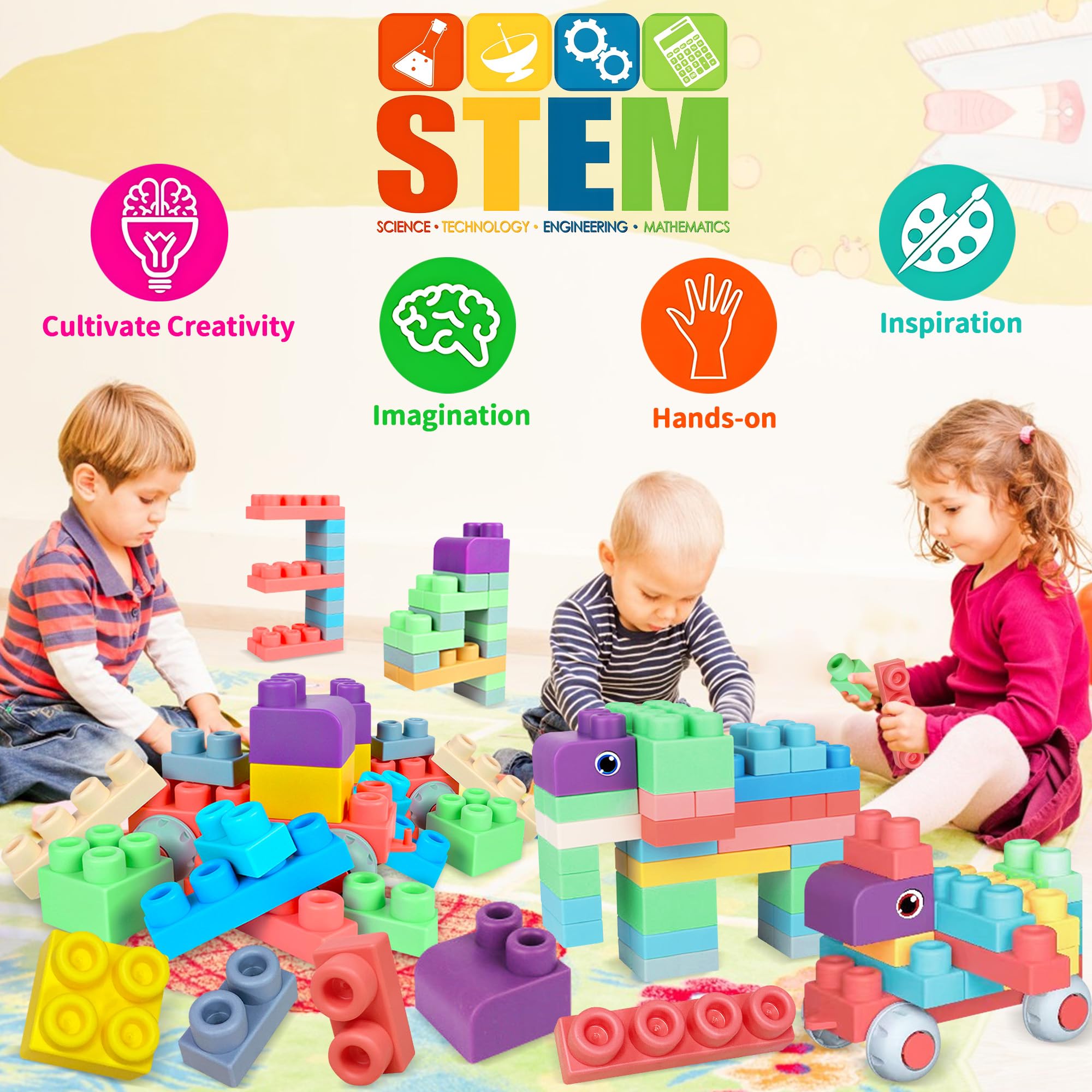 Foto 8 pulgar | Building Blocks Rohsce Baby Soft, 80 Unidades, A Partir De 6 Meses, Con Caja De Regalo - Venta Internacional.