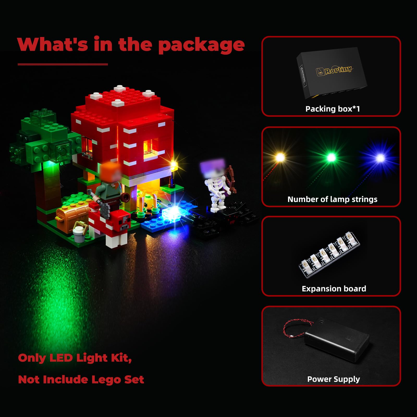 Foto 3 pulgar | Kit De Luces Led Rorliny Para Lego Minecraft The Mushroom House - Venta Internacional.