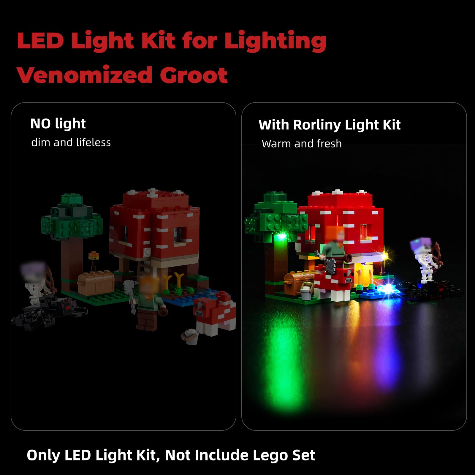 Foto 4 pulgar | Kit De Luces Led Rorliny Para Lego Minecraft The Mushroom House - Venta Internacional.