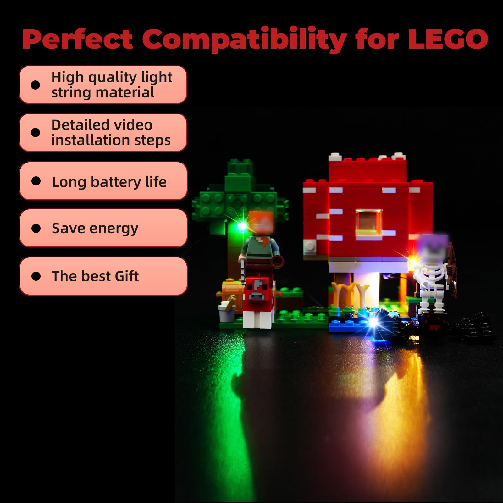 Foto 5 pulgar | Kit De Luces Led Rorliny Para Lego Minecraft The Mushroom House - Venta Internacional.