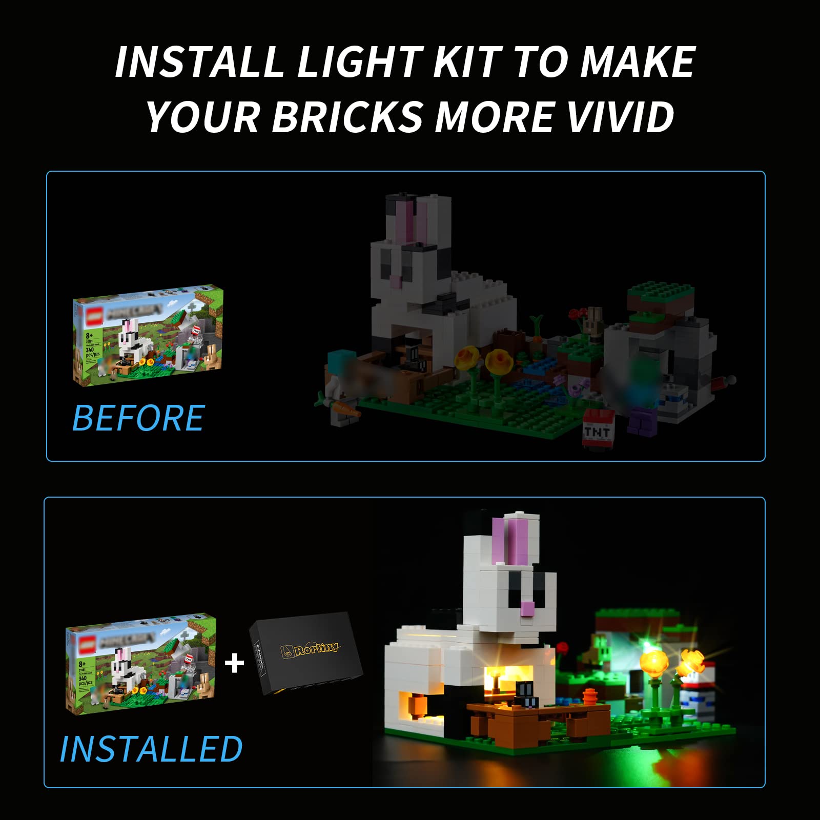 Foto 3 | Set De Iluminación Rorliny Led Light Kit Para Lego Minecraft 21181 - Venta Internacional.
