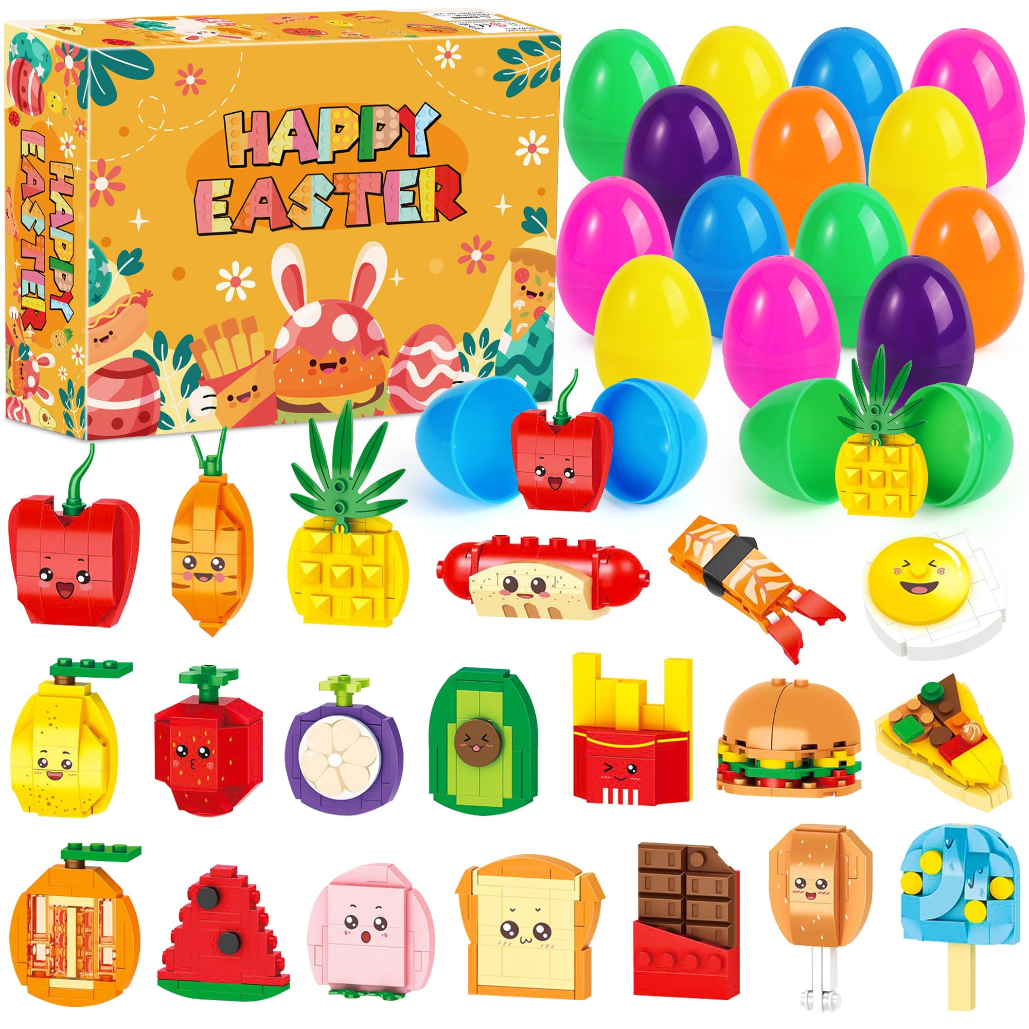 Rellenos Para Huevos De Pascua Building Blocks, 20 Unidades, Comida Rápida - Venta Internacional.