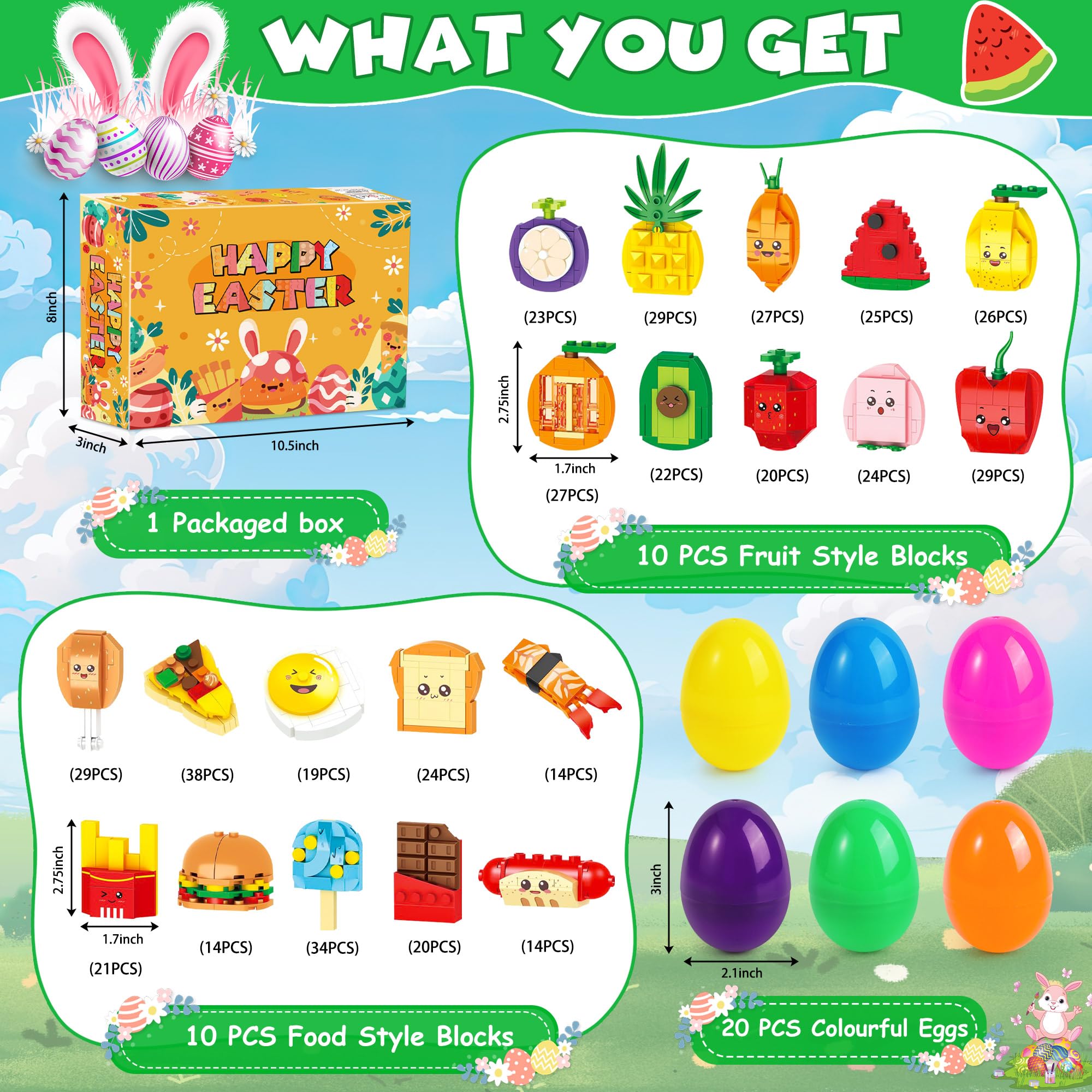 Foto 4 pulgar | Rellenos Para Huevos De Pascua Building Blocks, 20 Unidades, Comida Rápida - Venta Internacional.