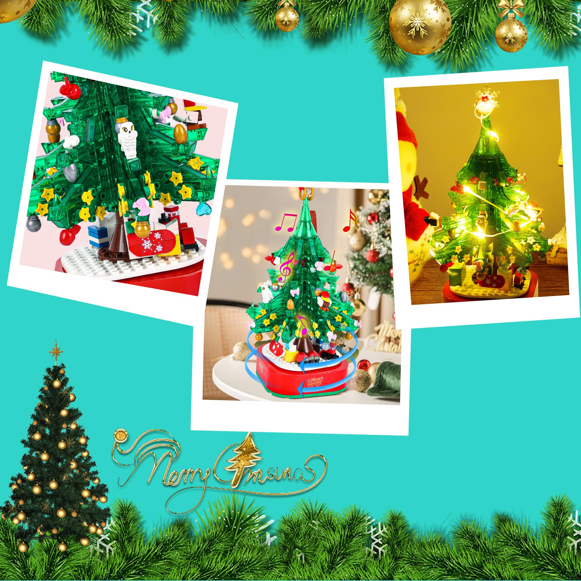 Foto 7 | Árbol De Navidad Building Block Con Música Y Luz Led Para Niños De 3 A 18 Años - Venta Internacional.