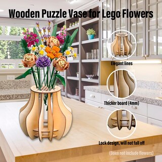 Foto 5 | Set De Construcción De Jarrón De Madera Para Ramo De Flores De Lego - Venta Internacional.