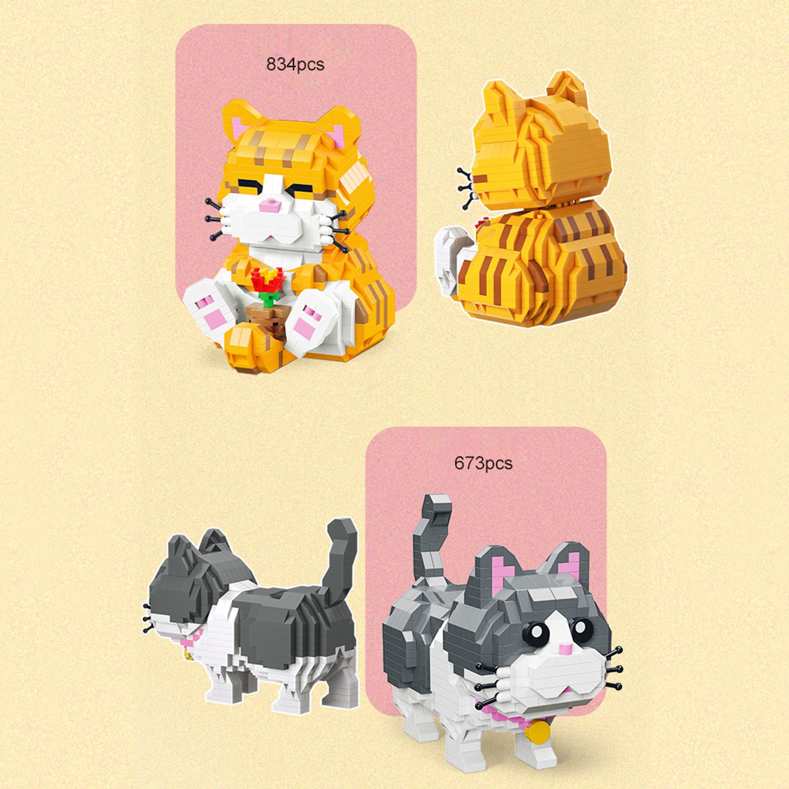 Foto 3 | Juego De Bloques De Construcción Pet Cute Grey Cat 673 Piezas Para Niños Y Niñas - Venta Internacional.