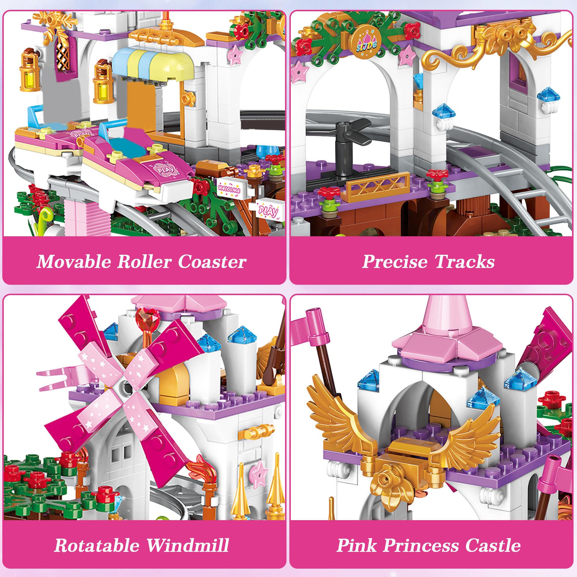 Foto 2 | Set De Construcción Roller Coaster Princess Castle 711 Piezas Para Niños - Venta Internacional.