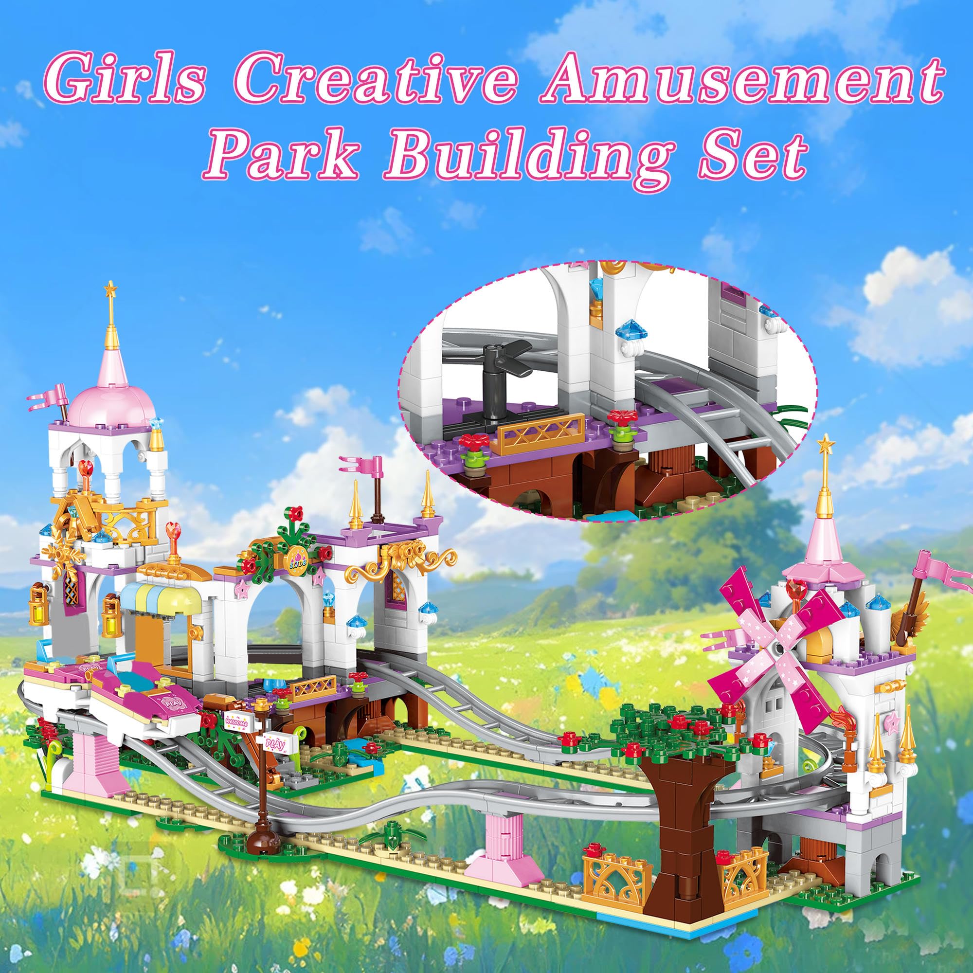 Foto 5 pulgar | Set De Construcción Roller Coaster Princess Castle 711 Piezas Para Niños - Venta Internacional.