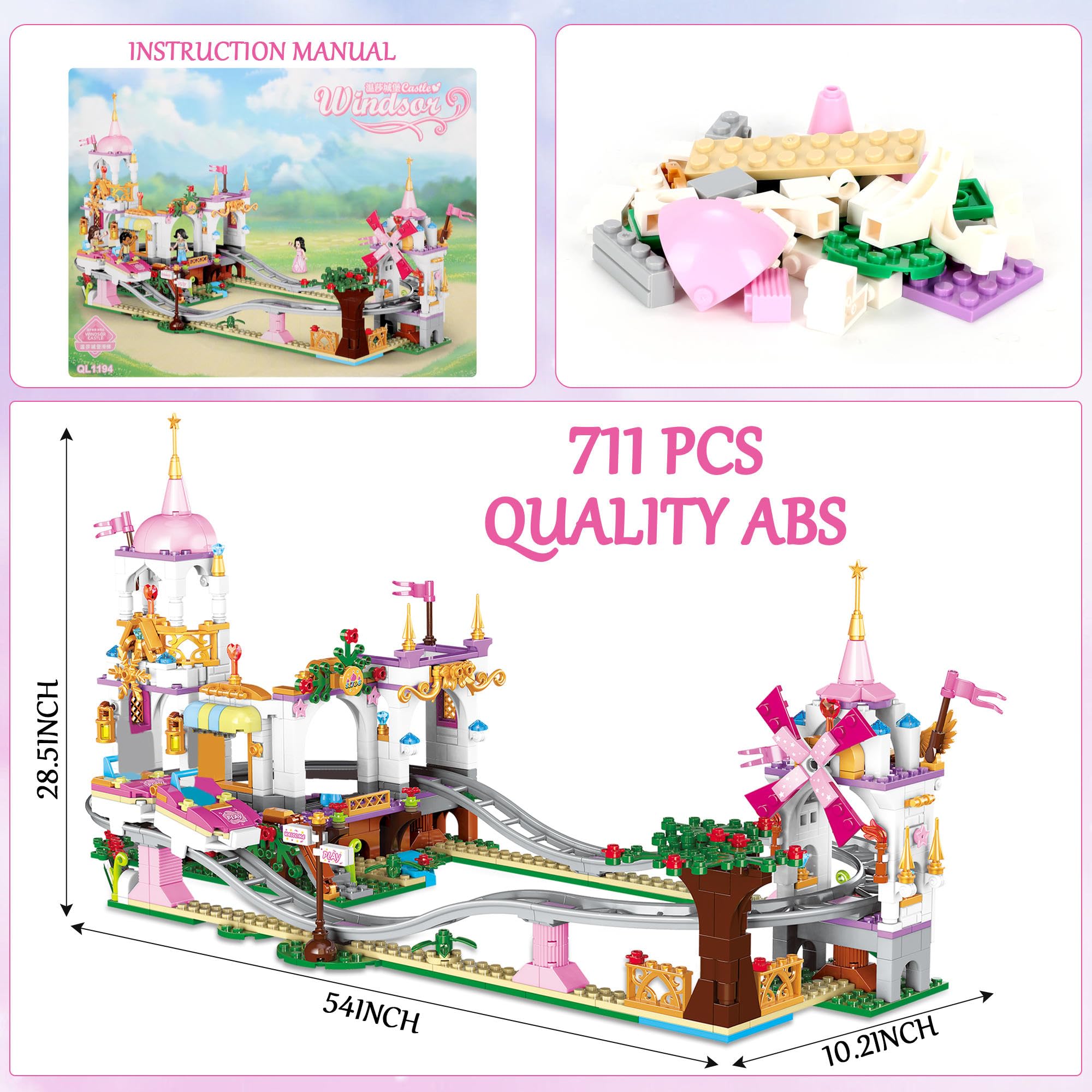 Foto 7 pulgar | Set De Construcción Roller Coaster Princess Castle 711 Piezas Para Niños - Venta Internacional.