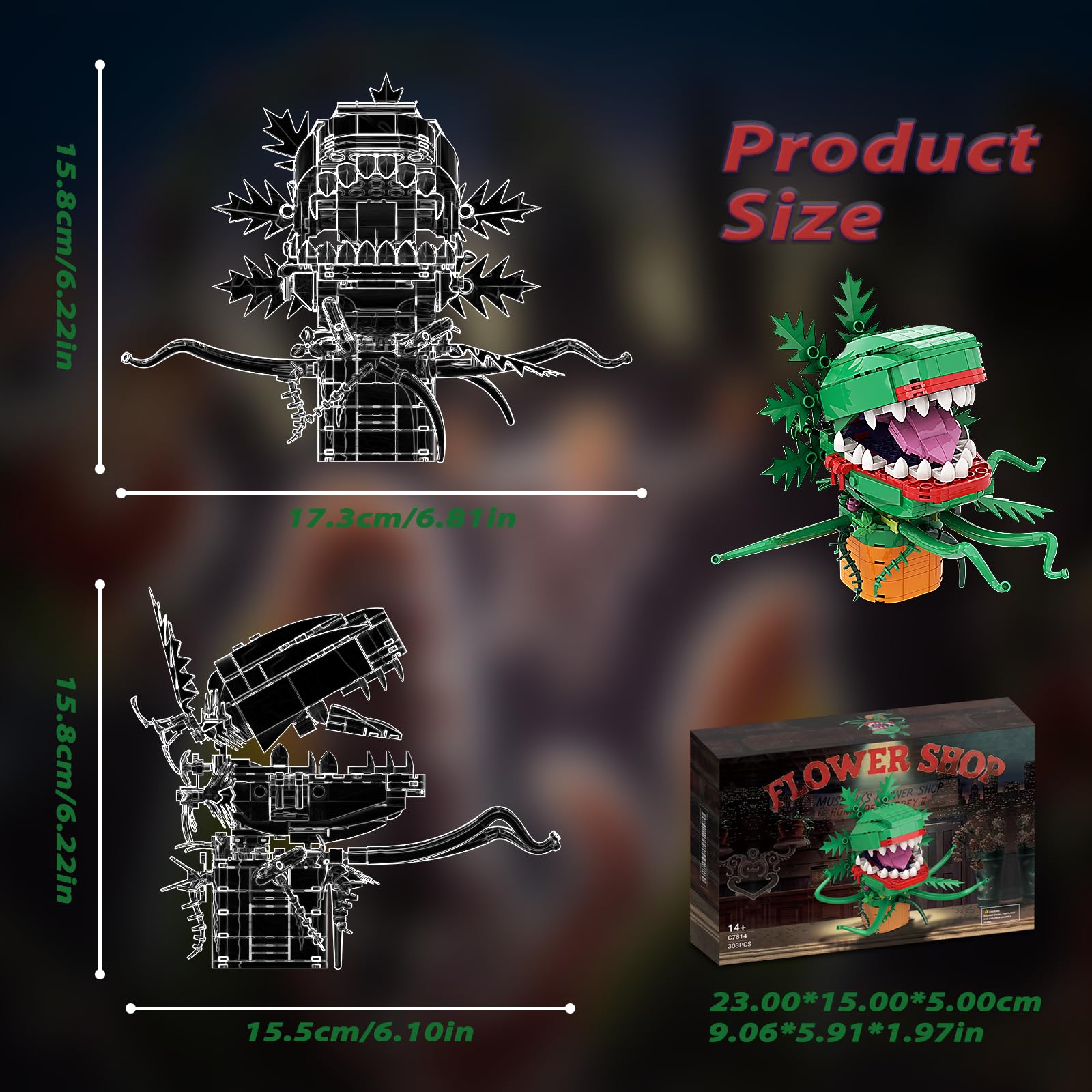Foto 2 | Kit De Bloques De Construcción Genérico Audrey Ii Horror Piranha Flower 303 Unidades - Venta Internacional.