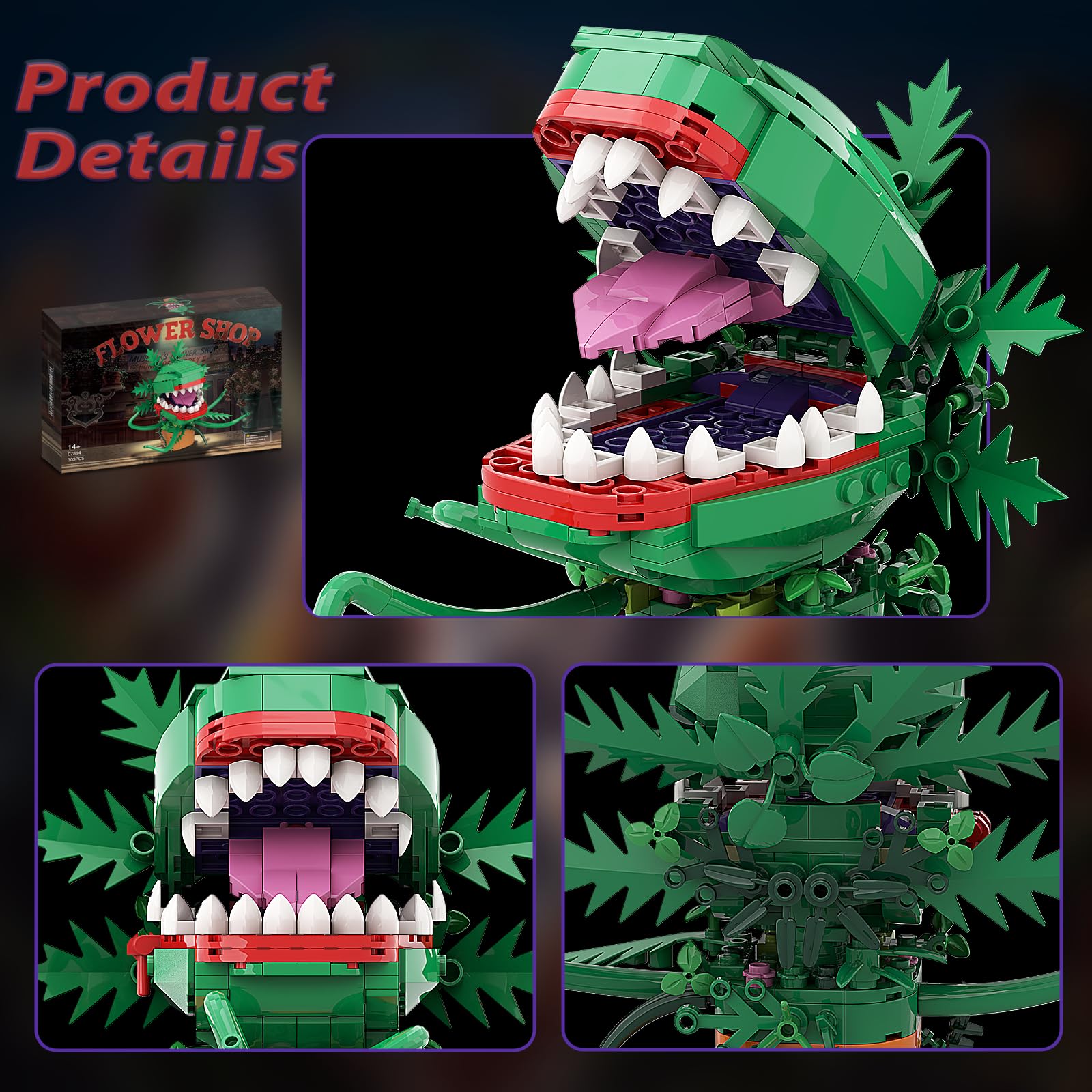 Foto 4 | Kit De Bloques De Construcción Genérico Audrey Ii Horror Piranha Flower 303 Unidades - Venta Internacional.