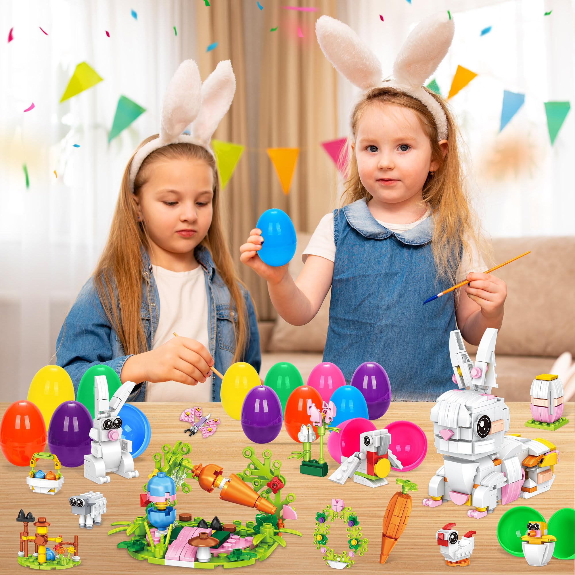 Foto 5 pulgar | Juego De Bloques De Construcción Con Forma De Conejo De Pascua, 12 En 1, Con Huevos De Colores - Venta Internacional.
