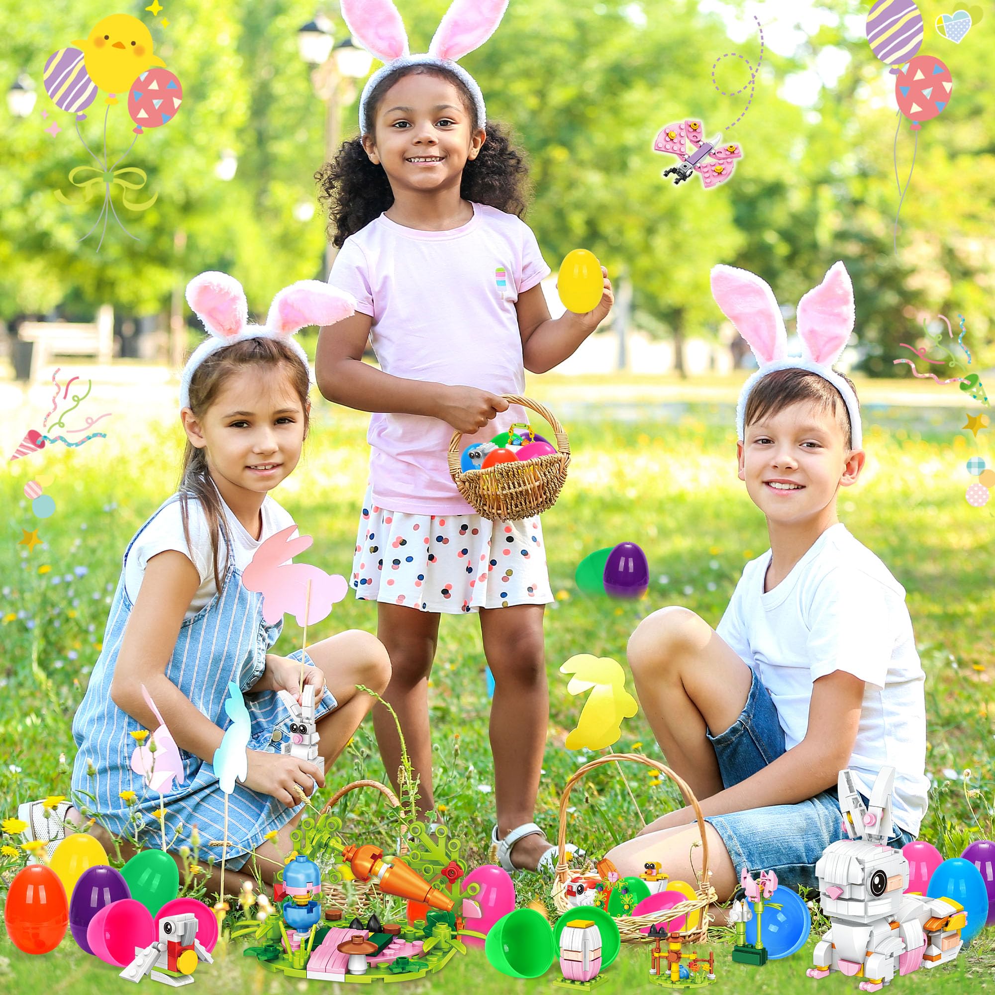 Foto 6 pulgar | Juego De Bloques De Construcción Con Forma De Conejo De Pascua, 12 En 1, Con Huevos De Colores - Venta Internacional.