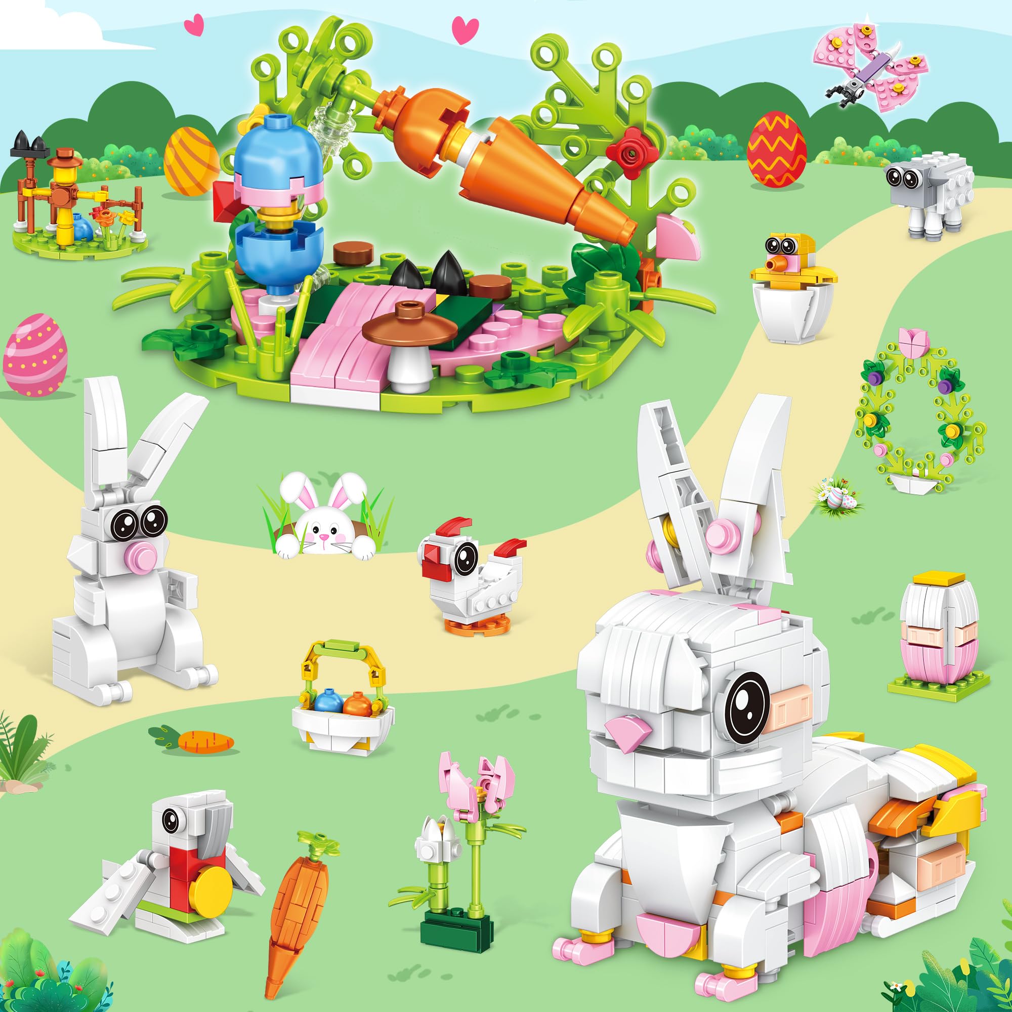 Foto 7 pulgar | Juego De Bloques De Construcción Con Forma De Conejo De Pascua, 12 En 1, Con Huevos De Colores - Venta Internacional.