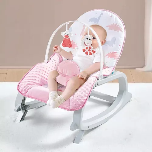 Foto 4 pulgar | Bouncer Silla Mecedora para Bebé Aeiou HB601 Musical 3 en 1 Rosa