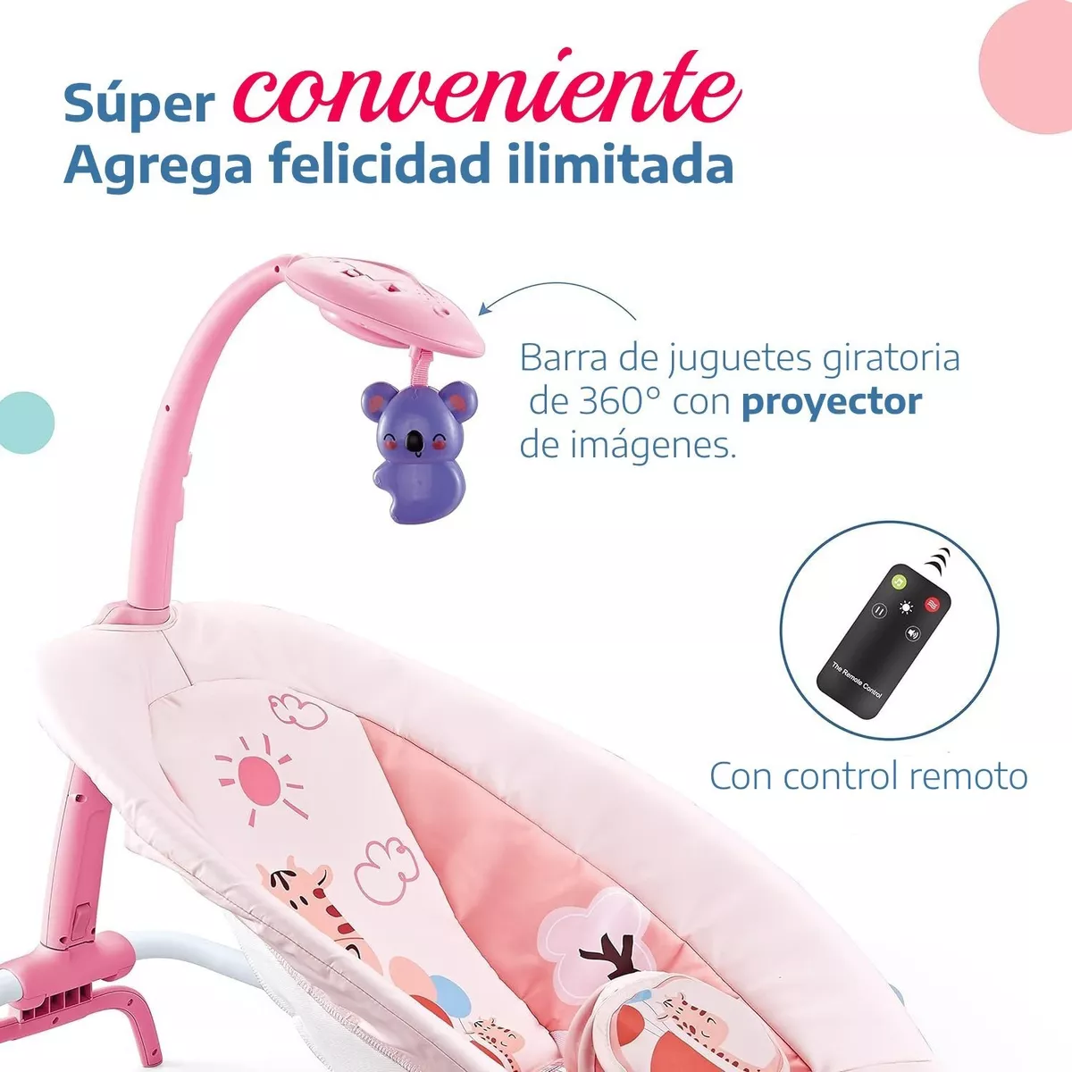 Foto 4 pulgar | Silla Mecedora Bouncer Musical Hb620 Con Proyector para Bebé
