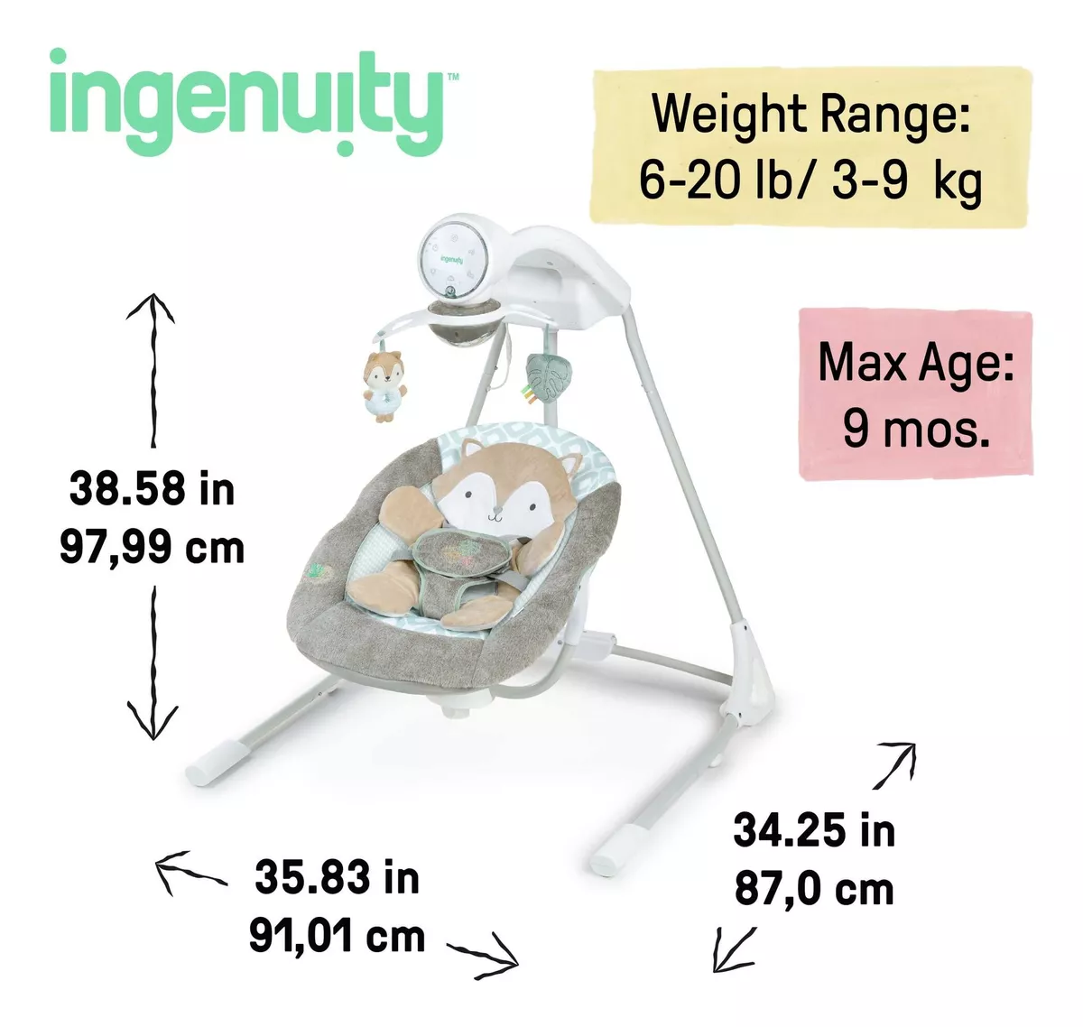 Foto 8 | Columpio Ingenuity Inlighten Swing Mecedora para Bebé