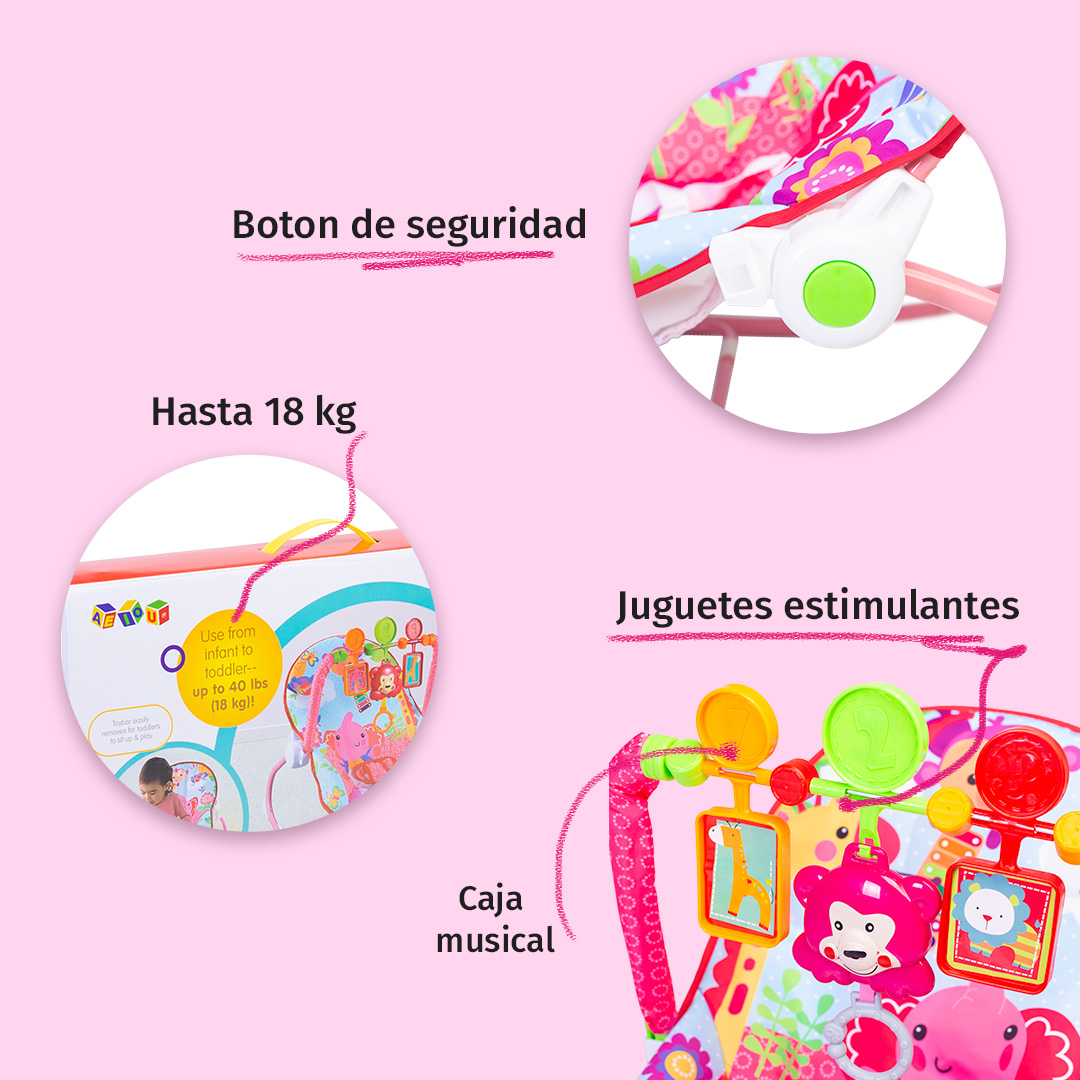 Foto 5 pulgar | Bouncer Para Bebé Rocker Mecedora Plegable Rosa