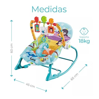 Foto 3 | Mecedora De Bebé Musical Con Juegos, Belug Color Azul-verde Turquesa