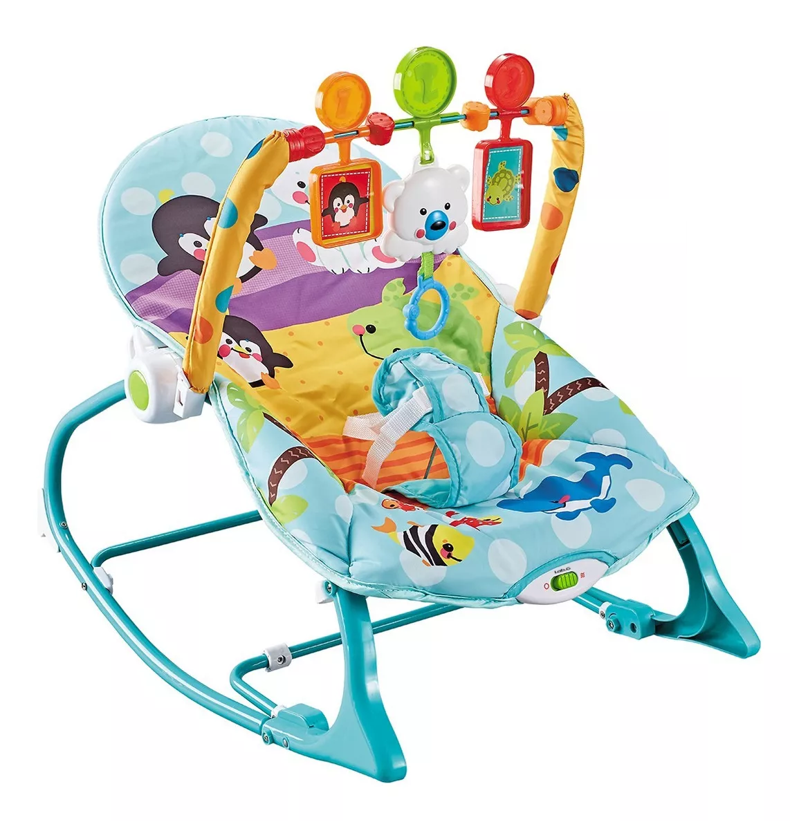 Mecedora De Bebé Musical Con Juegos Color Azul-verde Turquesa