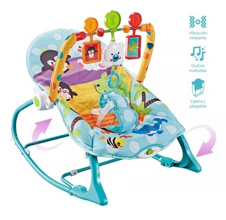 Foto 2 | Mecedora De Bebé Musical Con Juegos Color Azul-verde Turquesa