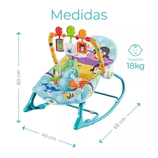 Foto 3 | Mecedora De Bebé Musical Con Juegos Color Azul-verde Turquesa