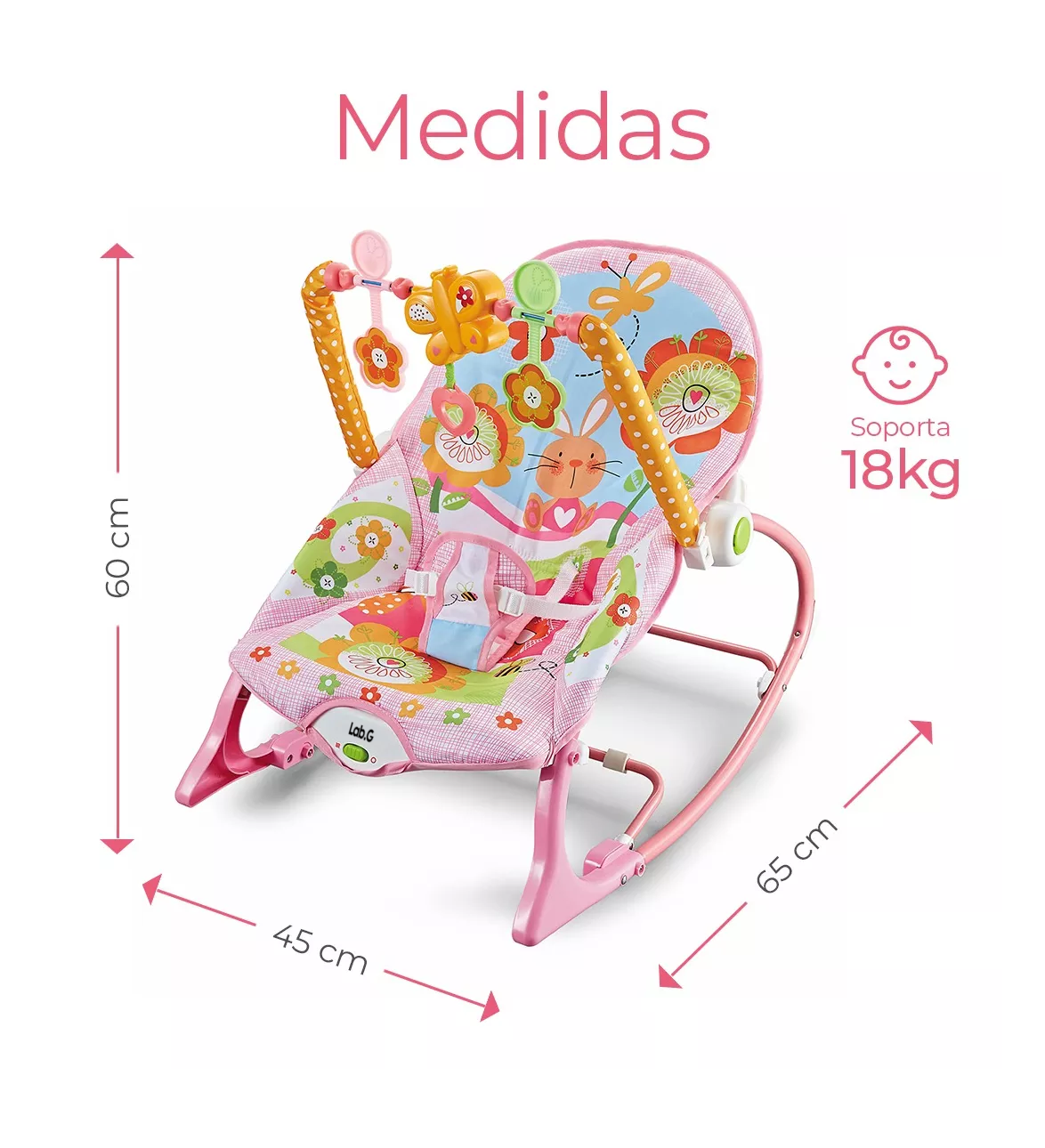 Foto 3 pulgar | Mecedora De Bebé Musical Con Juegos Color Rosa