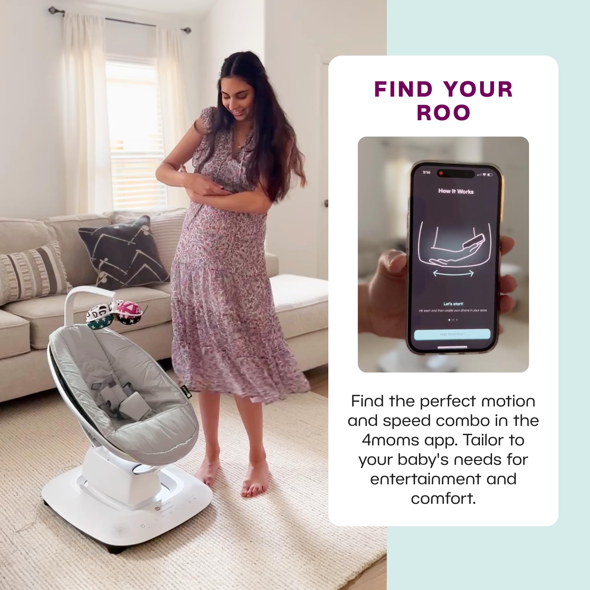 Foto 5 pulgar | Baby Swing 4moms Mamaroo Bluetooth Multi-motion Birch - Venta Internacional.