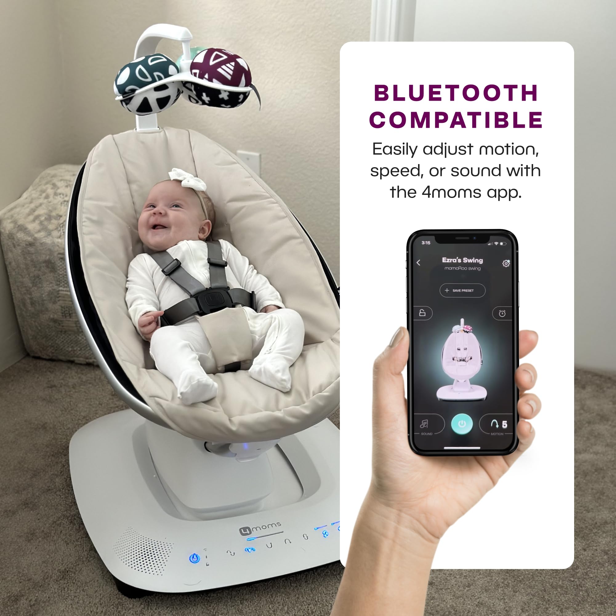 Foto 6 pulgar | Baby Swing 4moms Mamaroo Bluetooth Multi-motion Birch - Venta Internacional.
