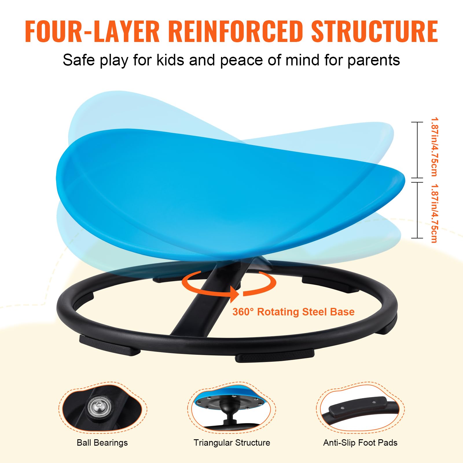 Foto 5 pulgar | Silla Giratoria Vevor Kids Sensory Spinning De 100 Kg De Capacidad, Color Azul - Venta Internacional.