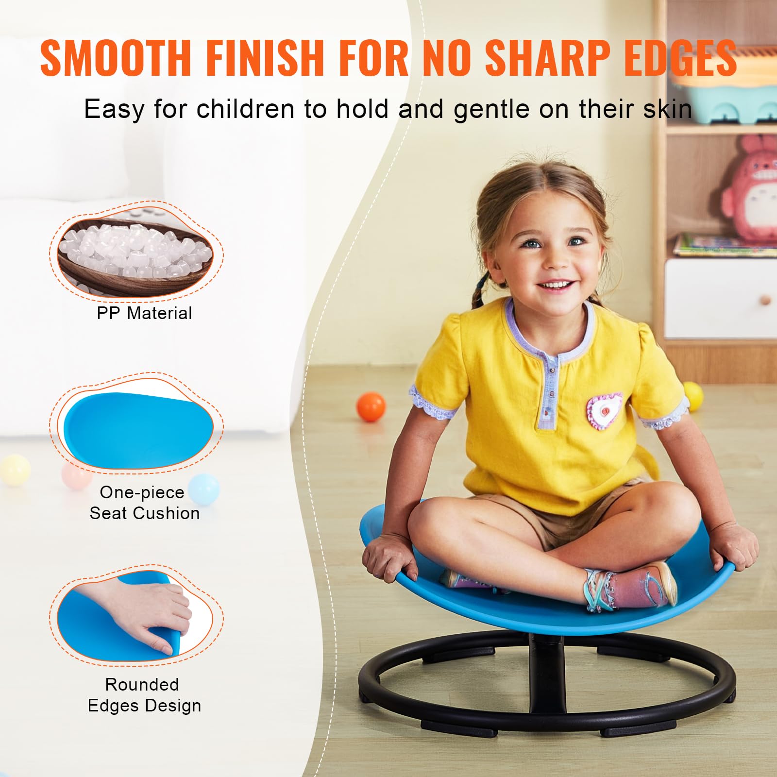 Foto 6 pulgar | Silla Giratoria Vevor Kids Sensory Spinning De 100 Kg De Capacidad, Color Azul - Venta Internacional.