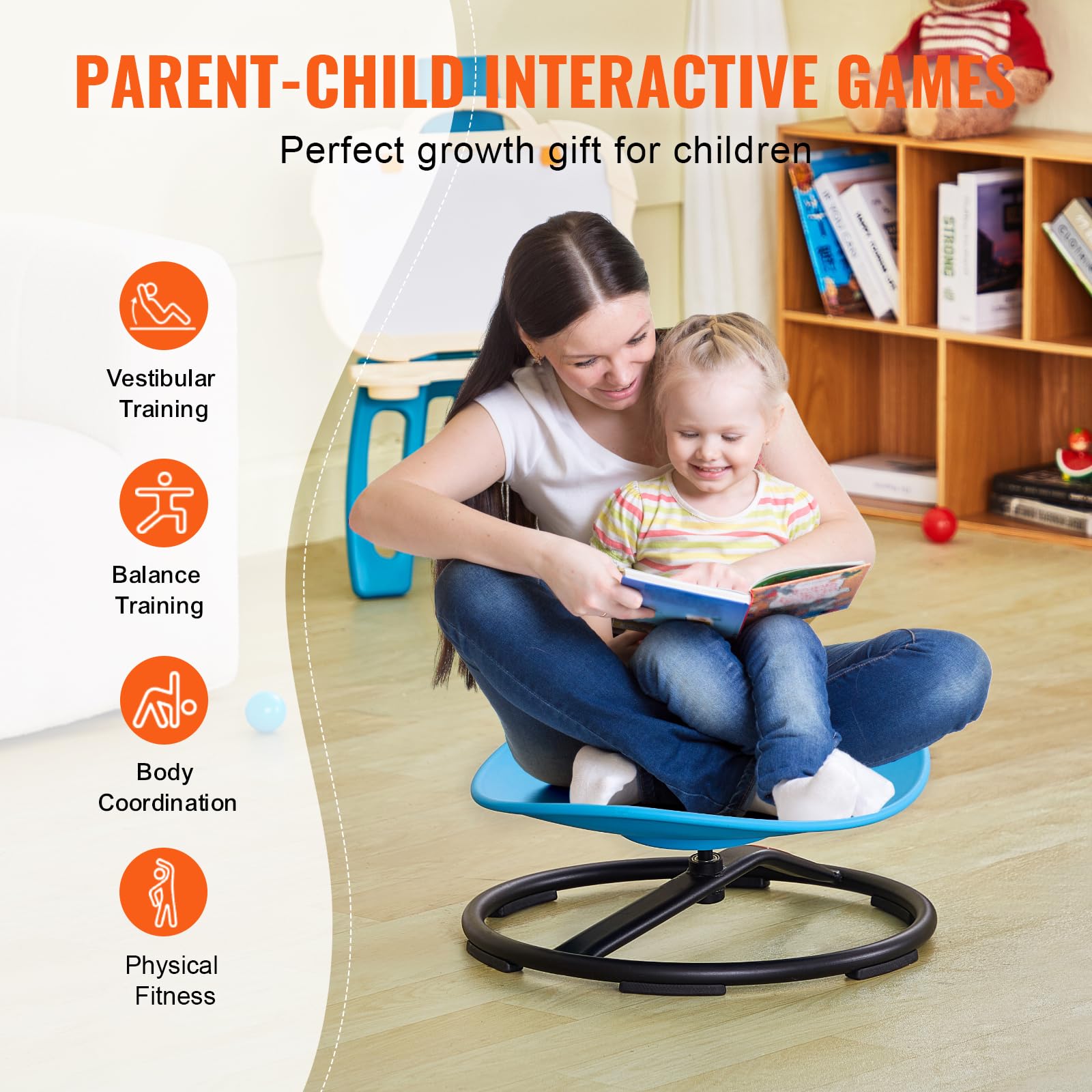 Foto 7 pulgar | Silla Giratoria Vevor Kids Sensory Spinning De 100 Kg De Capacidad, Color Azul - Venta Internacional.