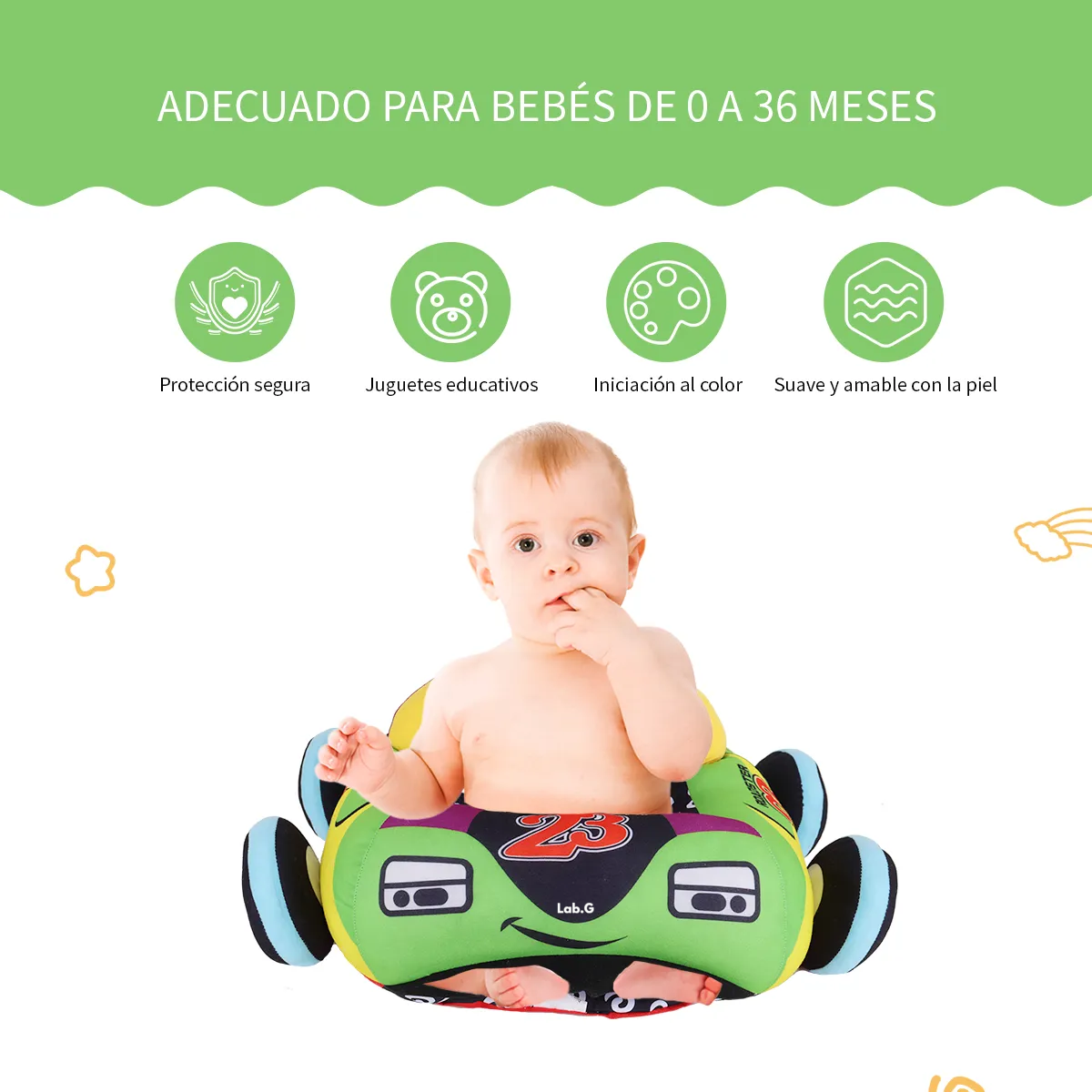 Foto 4 pulgar | Silla Bebé Lab.g Gimnasio Centro Actividades Asiento Didáctico Auto Verde