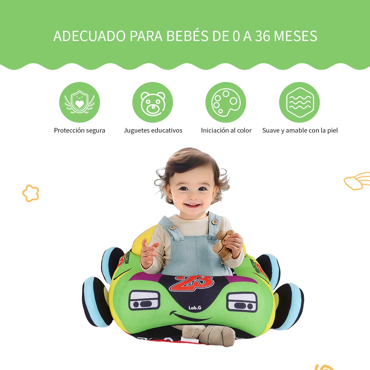 Foto 5 pulgar | Silla Bebé Lab.g Gimnasio Centro Actividades Asiento Didáctico Auto Verde