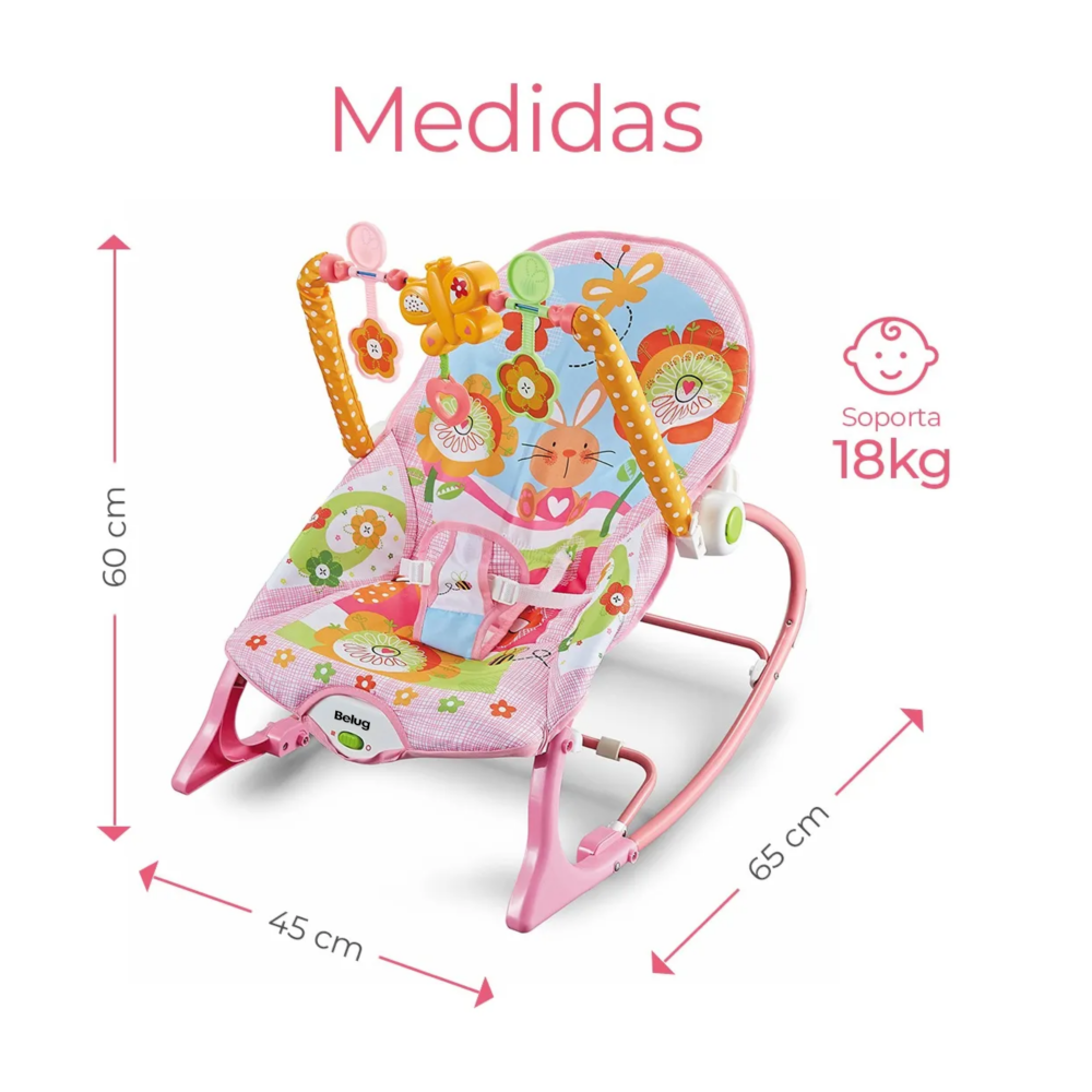 Foto 2 | Silla Vibradora Mecedora De Bebe Musical Con Juegos Belug, Rosa