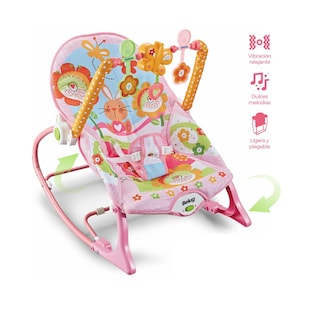 Foto 4 | Silla Vibradora Mecedora De Bebe Musical Con Juegos Belug, Rosa