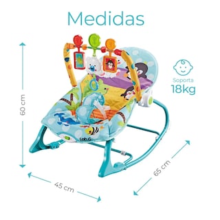 Foto 3 | Silla Vibradora Mecedora De Bebé Musical Con Juegos Lab.g Color Azul-verde Turquesa