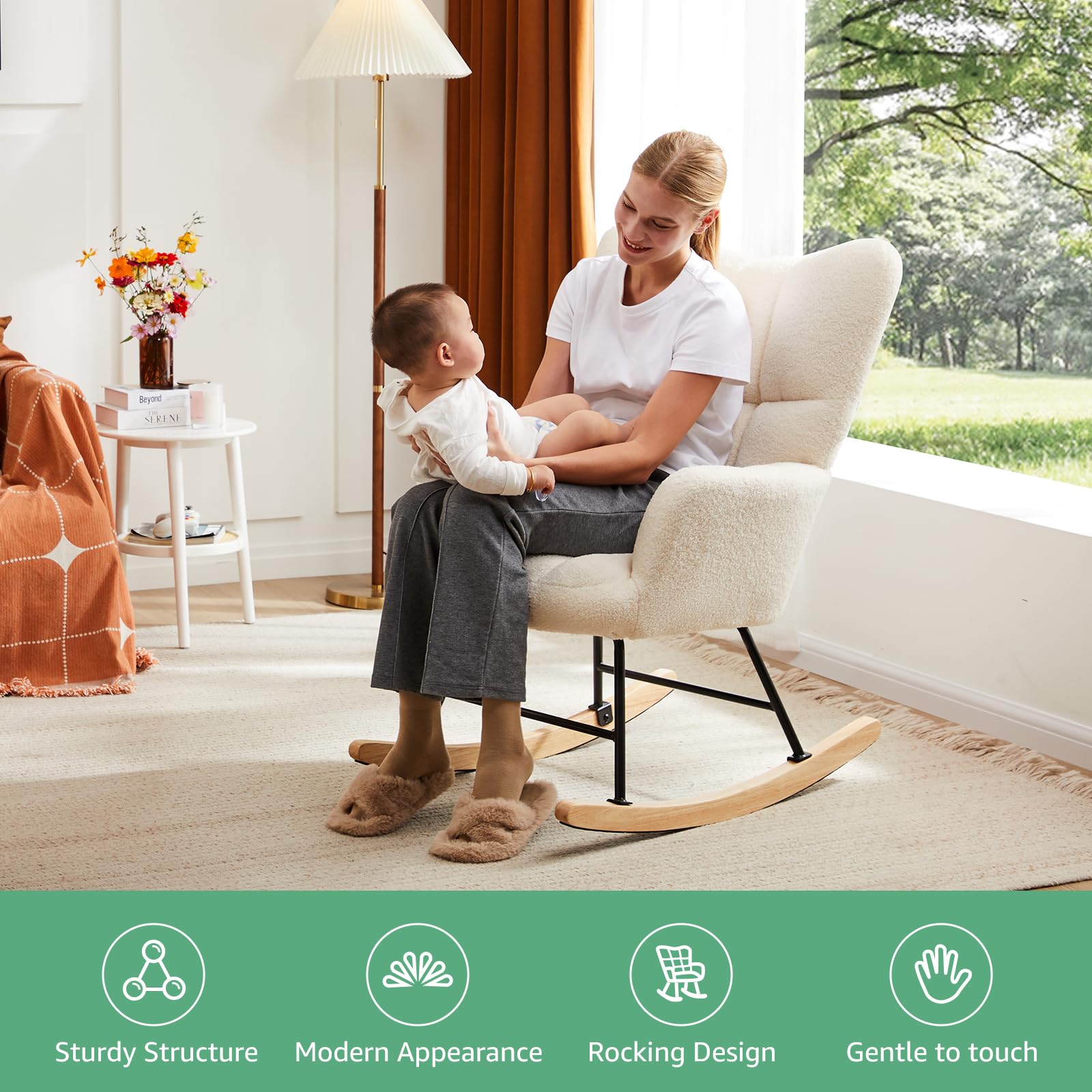 Foto 7 | Mecedora Para Guardería, Sencilla, De Lujo, Tapizada En Color Blanco - Venta Internacional.