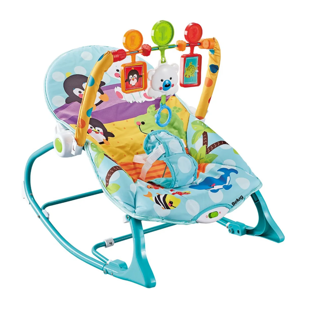 Foto 1 | Silla Vibradora Mecedora De Bebé Musical Con Juegos Belug Color Azul-verde Turquesa