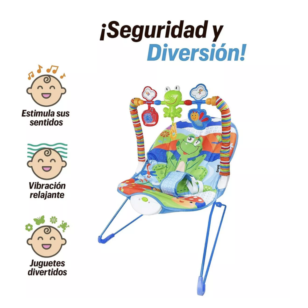 Foto 3 pulgar | Silla Vibradora Mecedora De Bebé Musical Con Juegos Belug, Azul