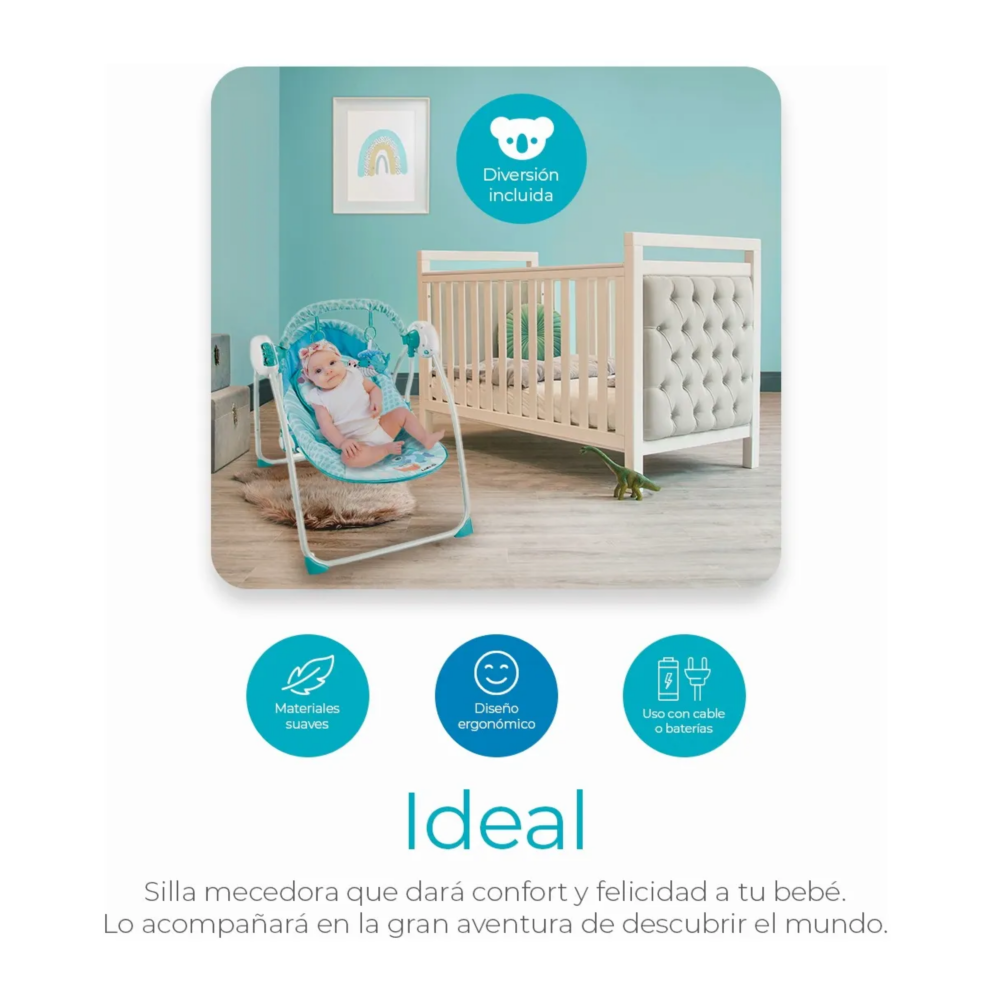 Foto 4 pulgar | Silla Mecedora para Bebé Lab.G Azul