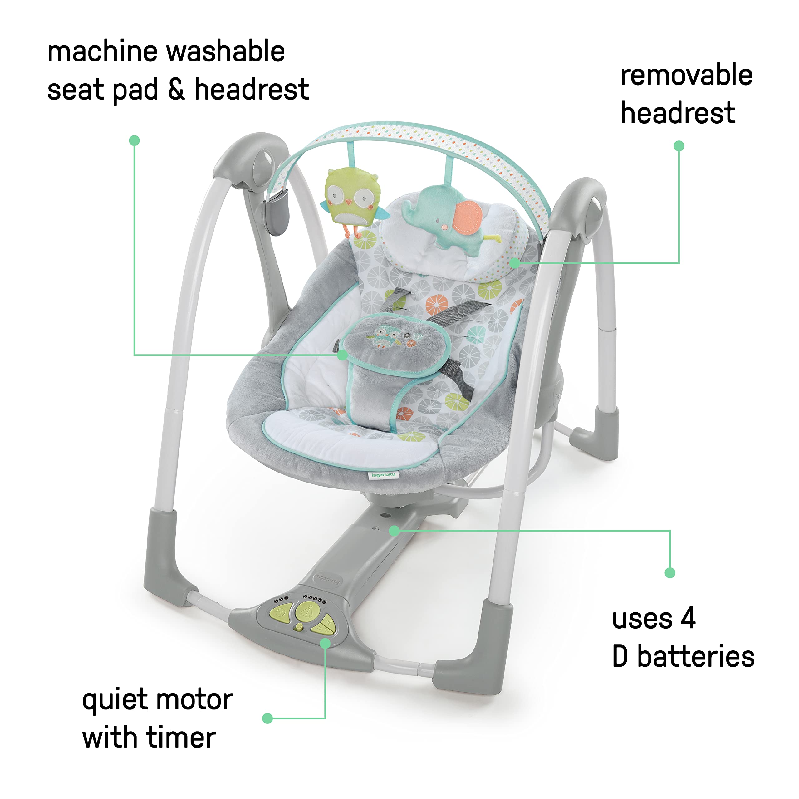 Foto 3 pulgar | Baby Swing Ingenuity Swing 'n Go Portátil Plegable De 5 Velocidades - Venta Internacional.