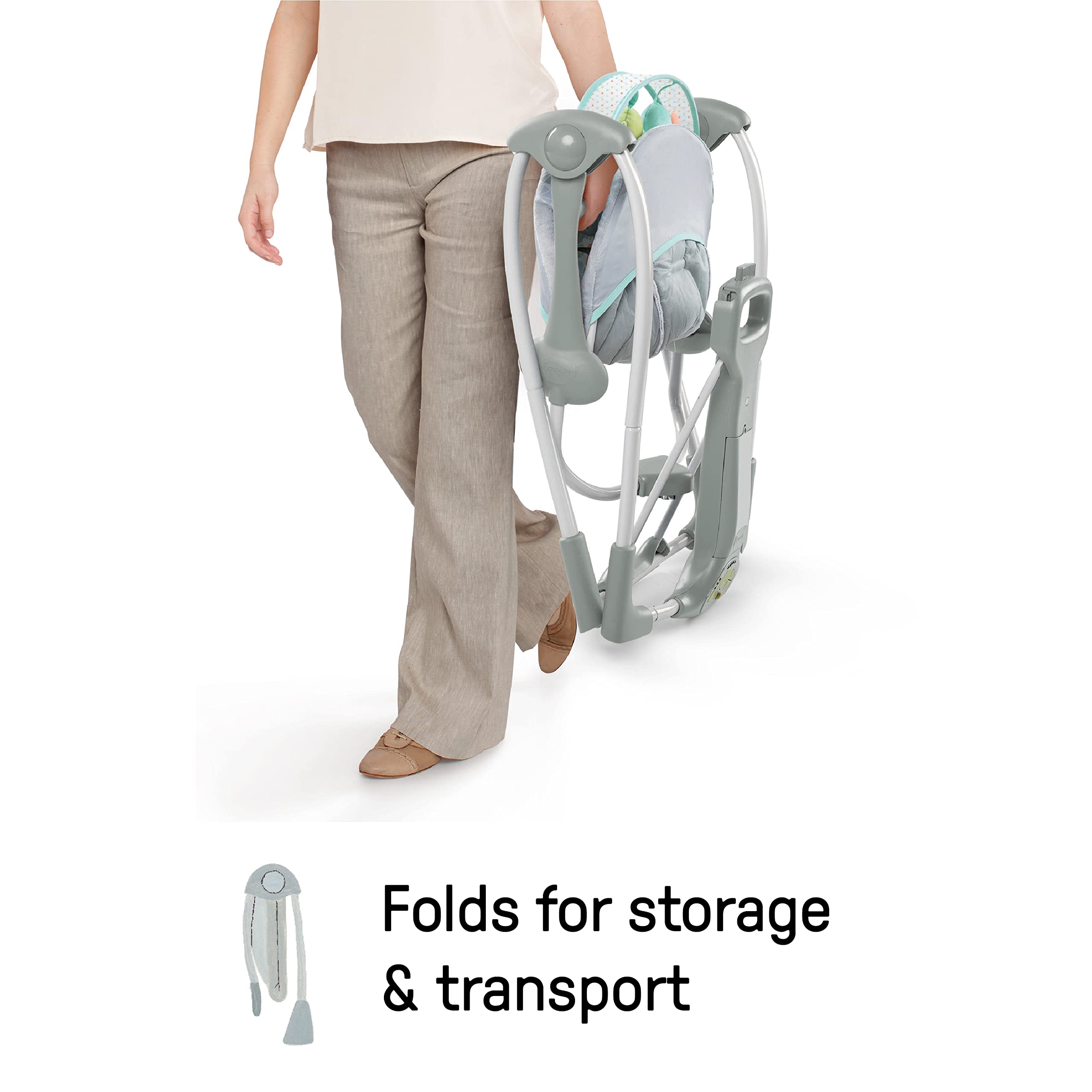 Foto 7 pulgar | Baby Swing Ingenuity Swing 'n Go Portátil Plegable De 5 Velocidades - Venta Internacional.